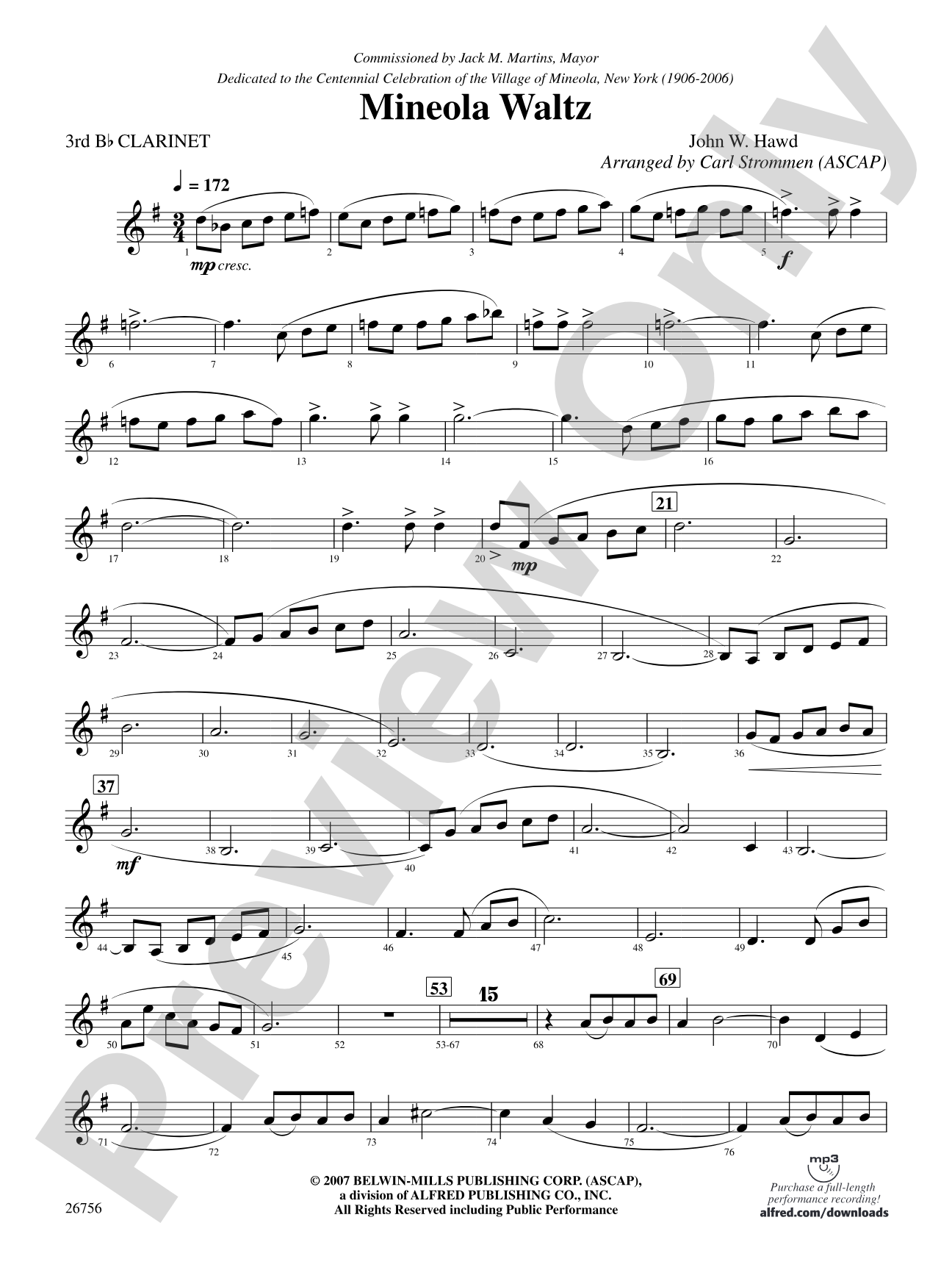 Mineola Waltz: 3rd B-flat Clarinet