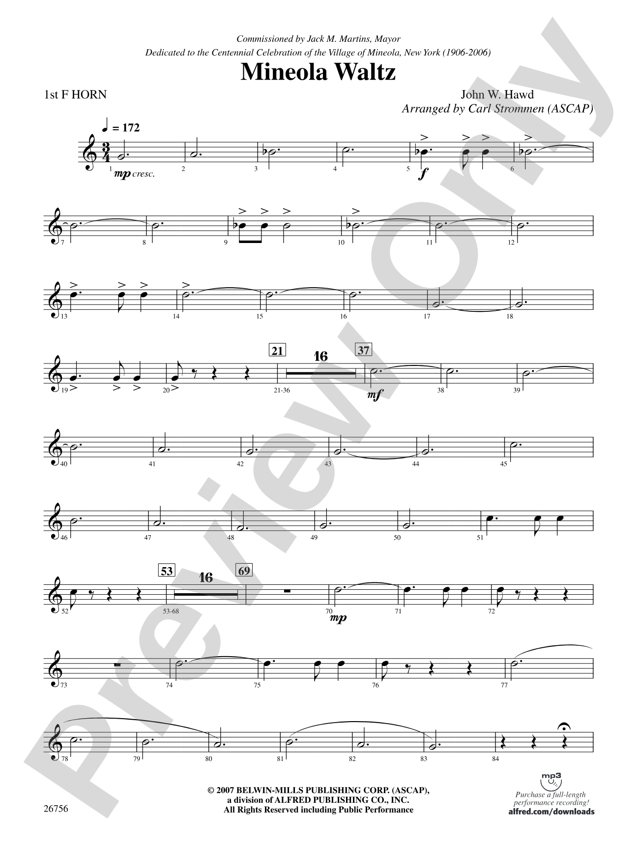Mineola Waltz: 1st F Horn