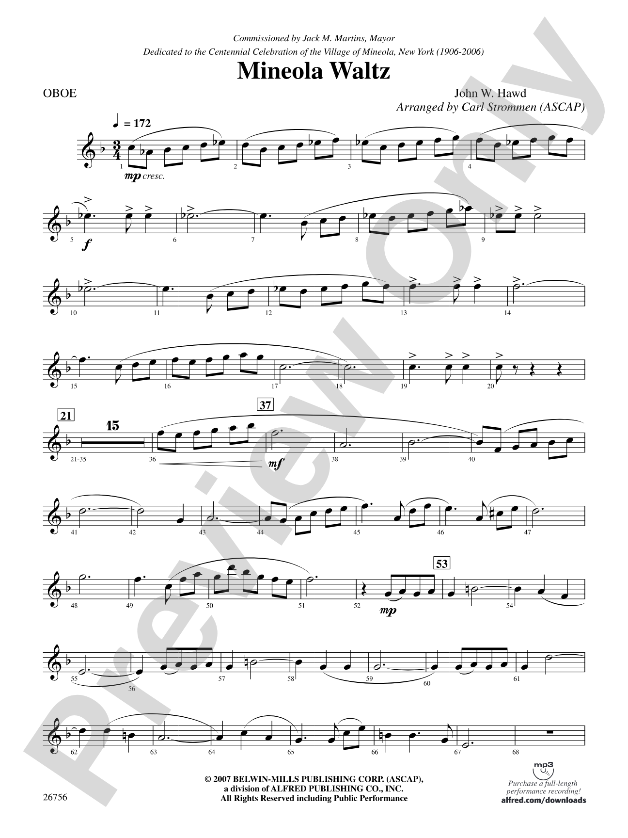 Mineola Waltz: Oboe