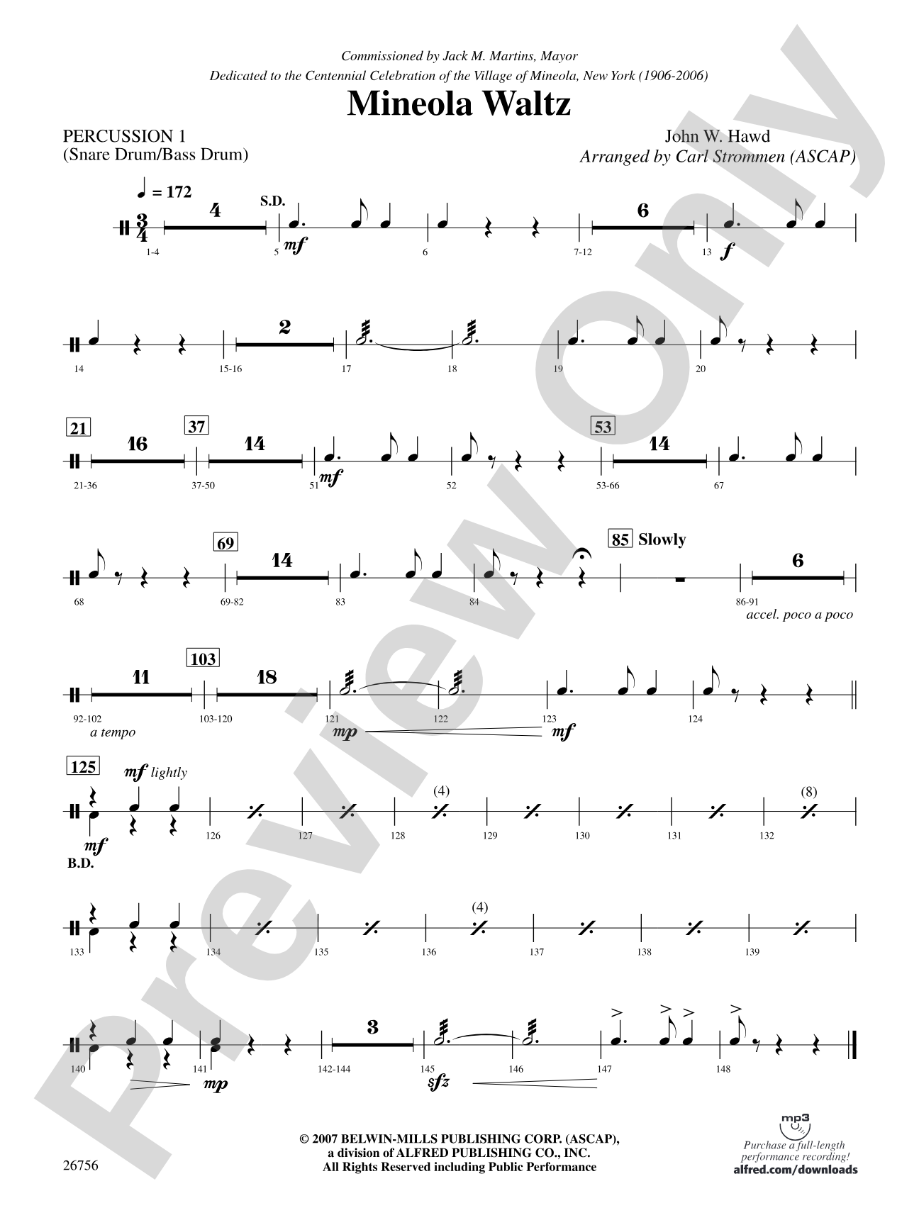 Mineola Waltz: 1st Percussion