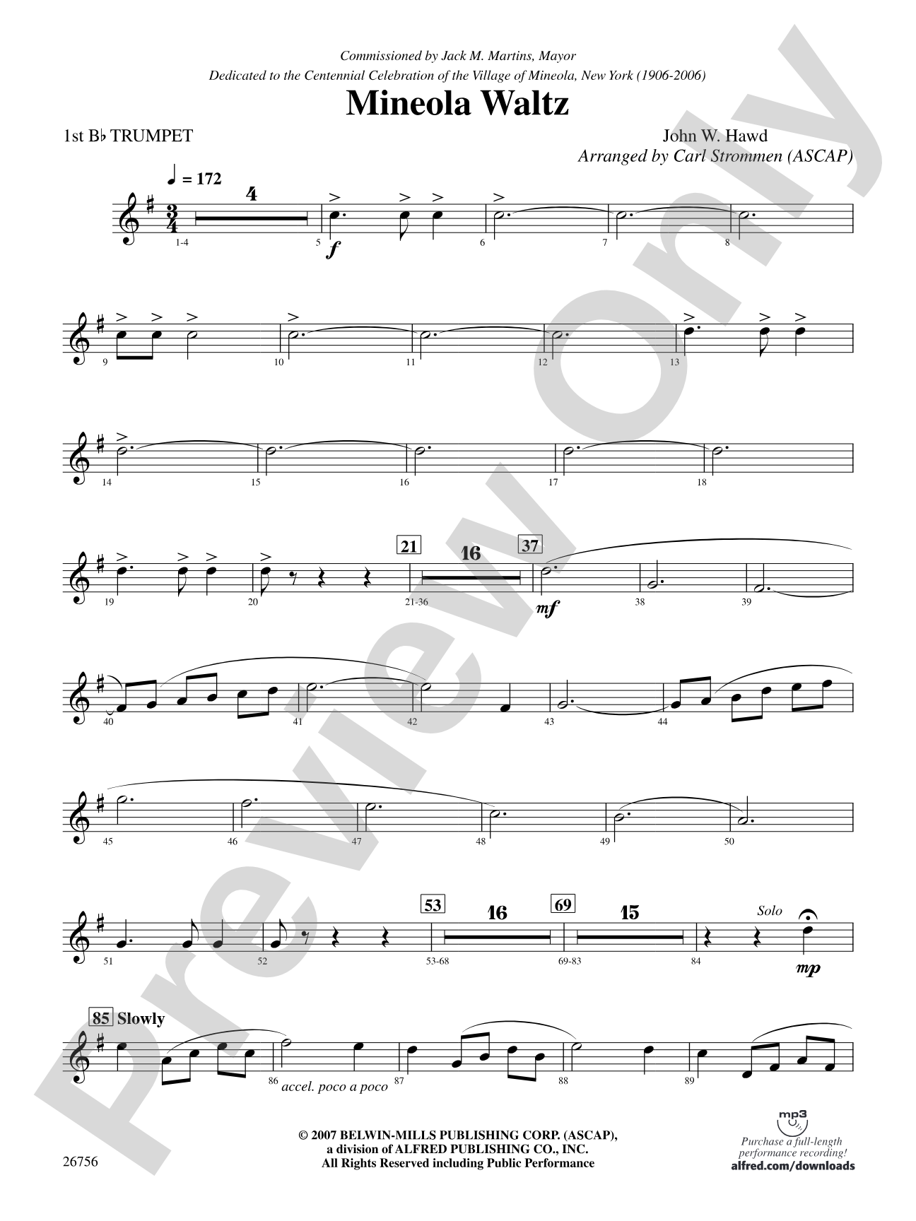 Mineola Waltz: 1st B-flat Trumpet