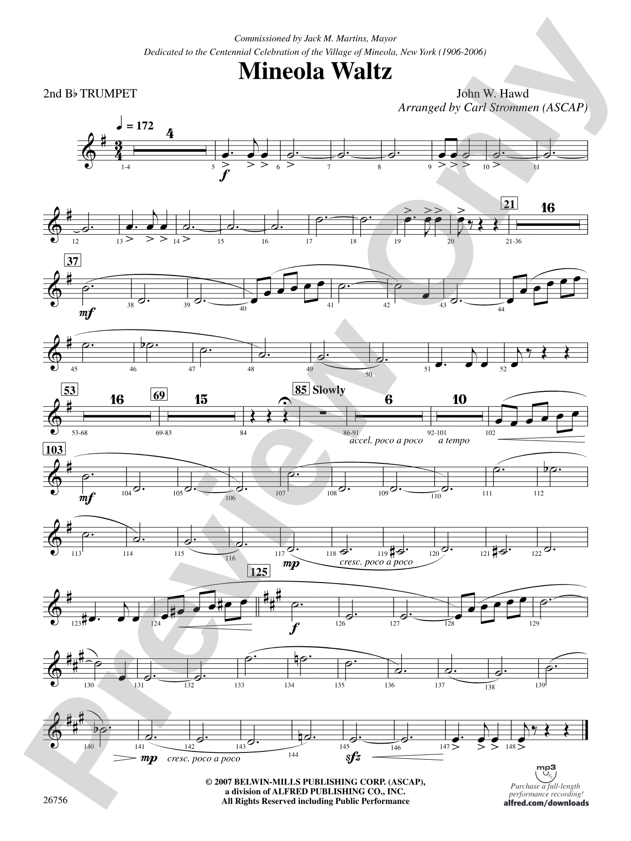 Mineola Waltz: 2nd B-flat Trumpet