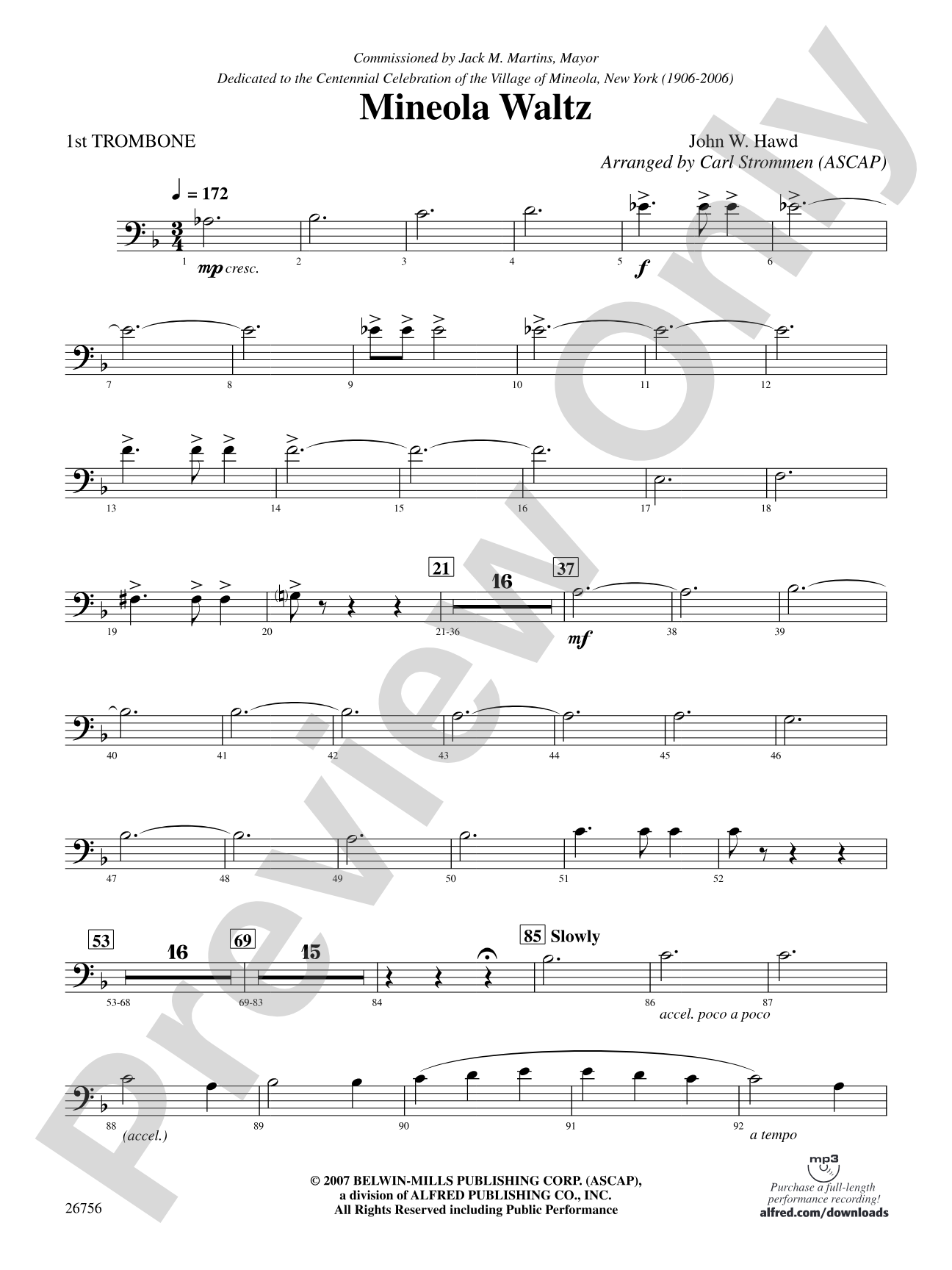 Mineola Waltz: 1st Trombone