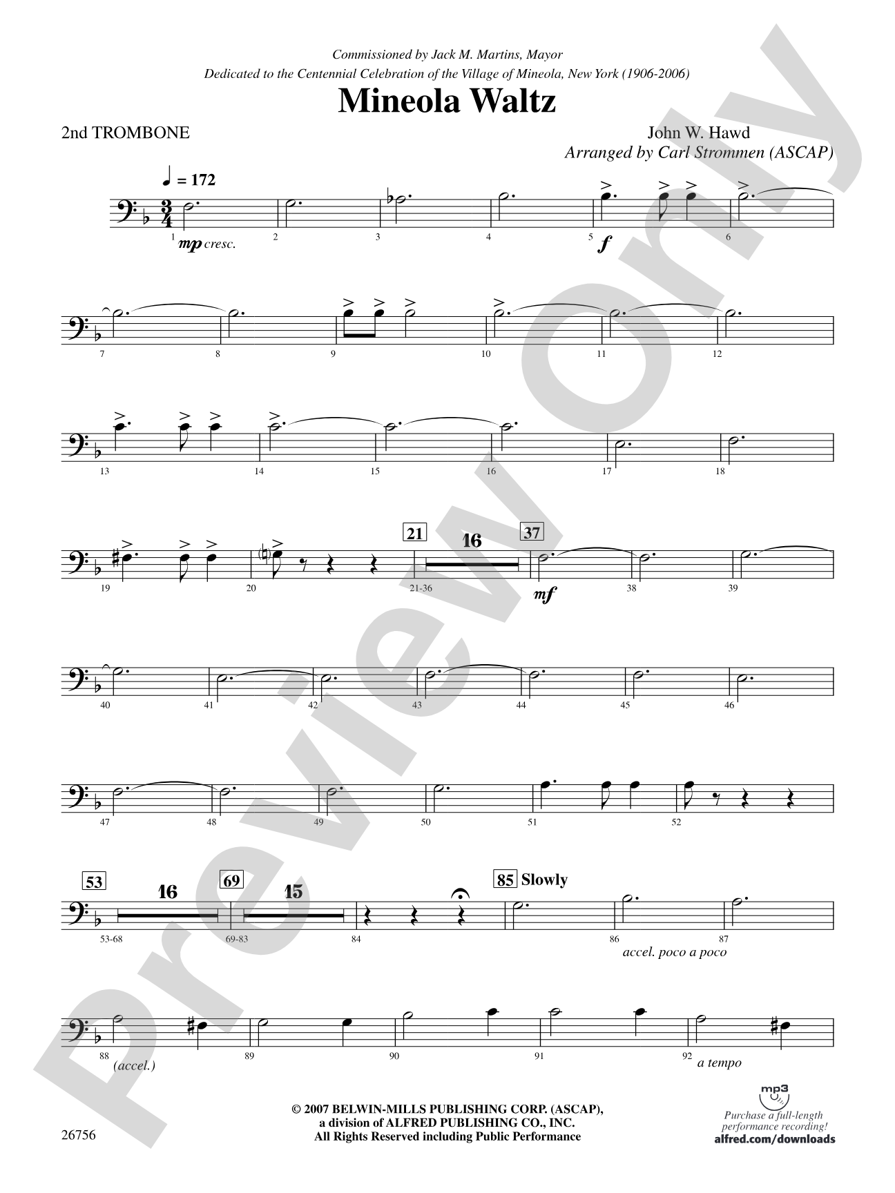 Mineola Waltz: 2nd Trombone