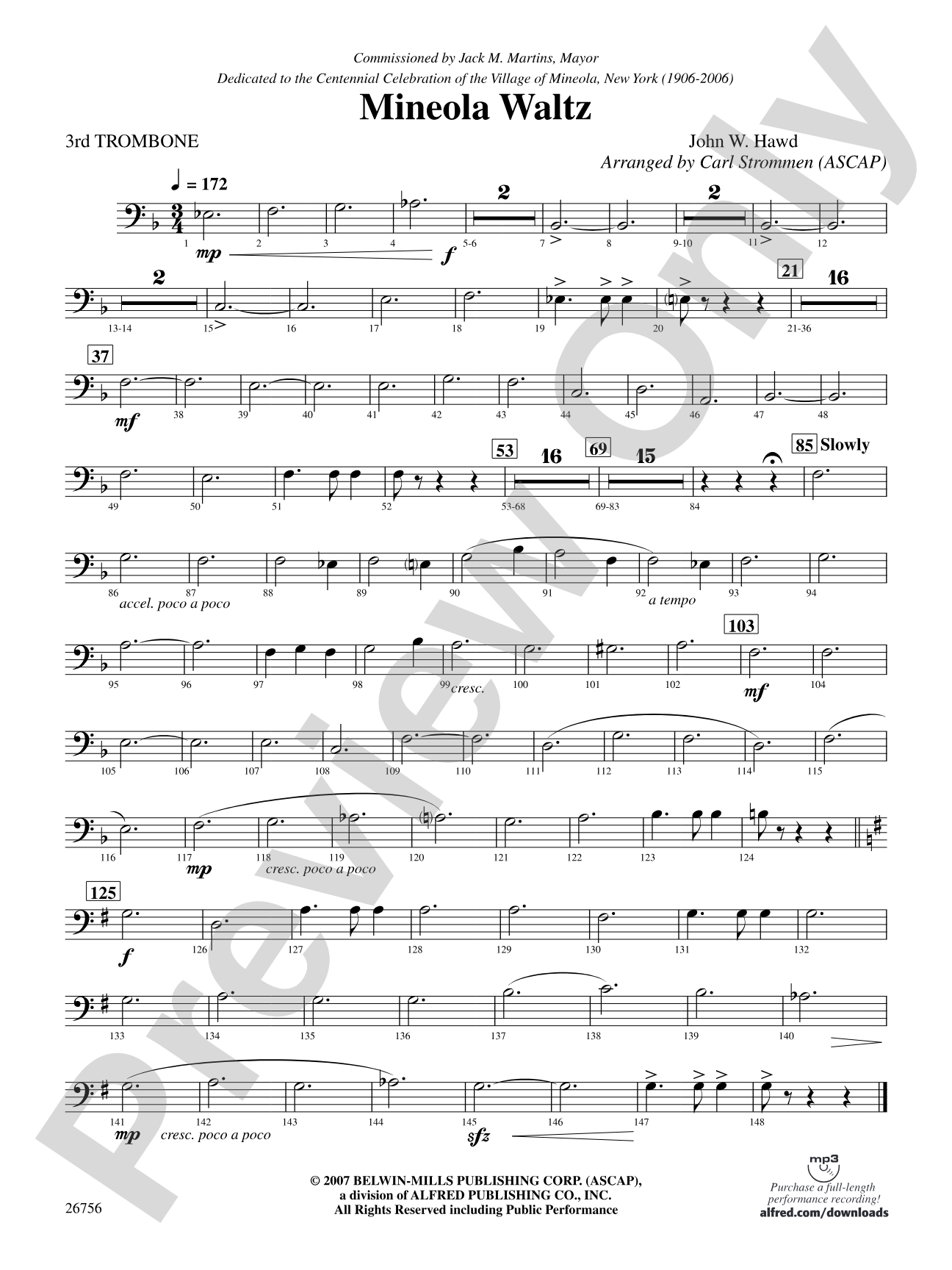 Mineola Waltz: 3rd Trombone