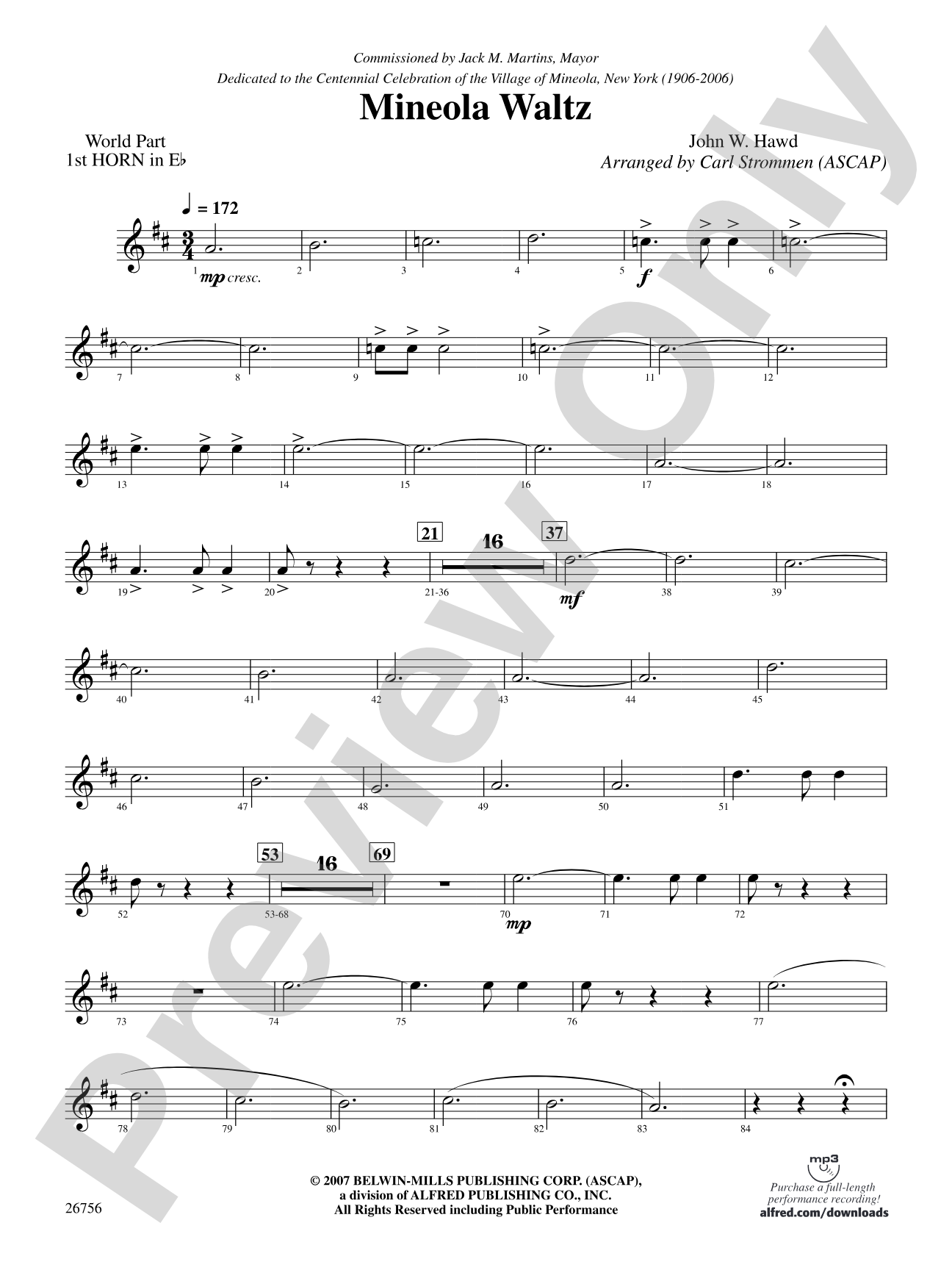 Mineola Waltz: (wp) 1st Horn in E-flat