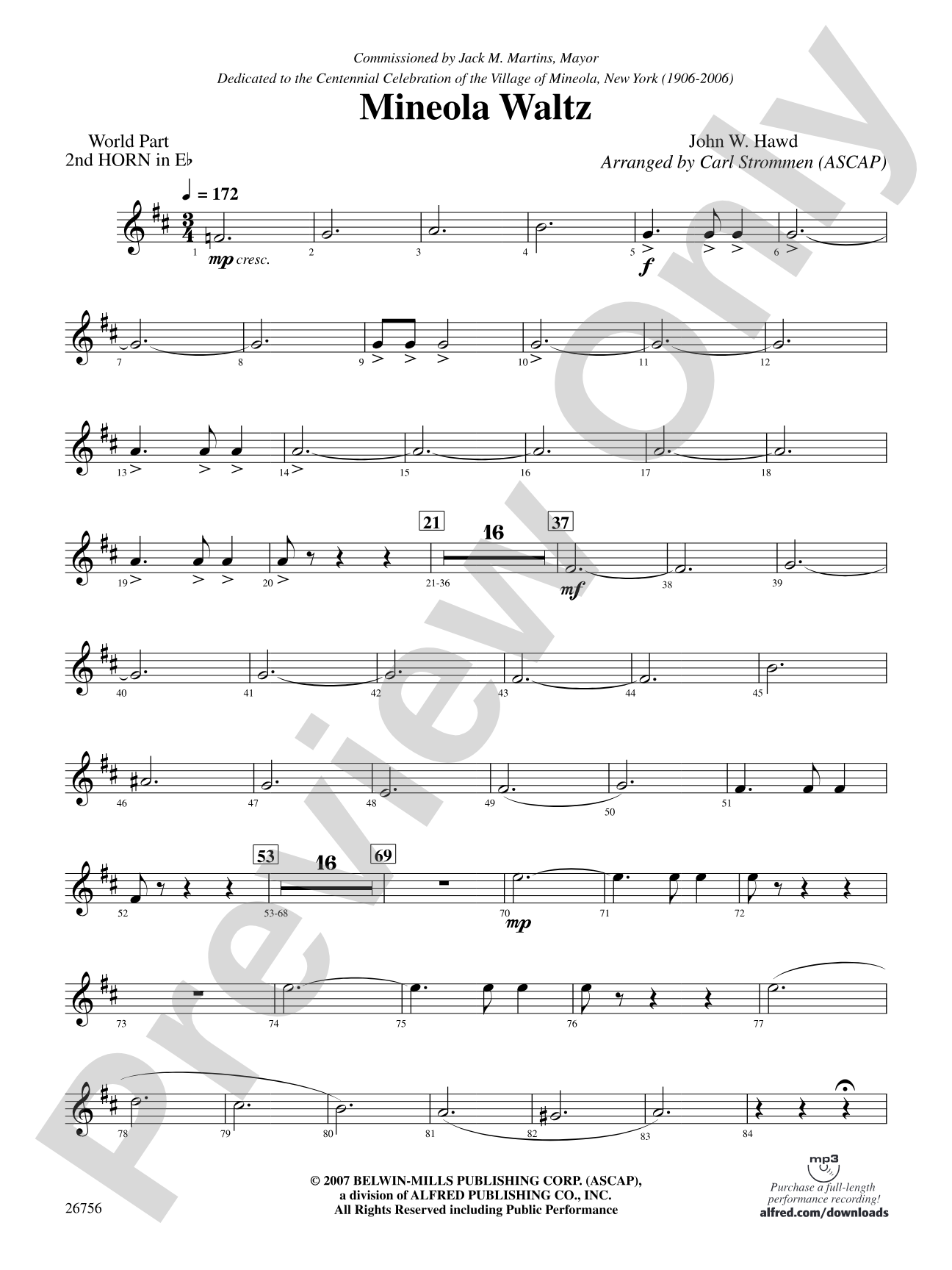 Mineola Waltz: (wp) 2nd Horn in E-flat