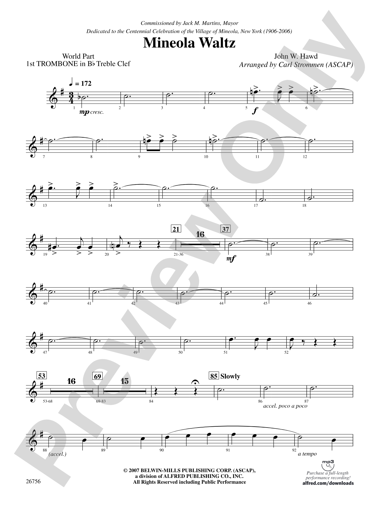 Mineola Waltz: (wp) 1st B-flat Trombone T.C.