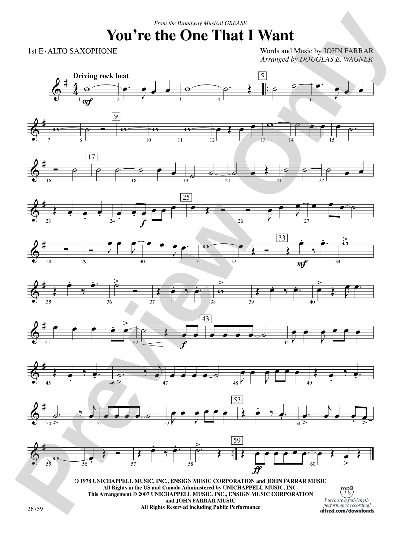 You're the One That I Want: E-flat Alto Saxophone