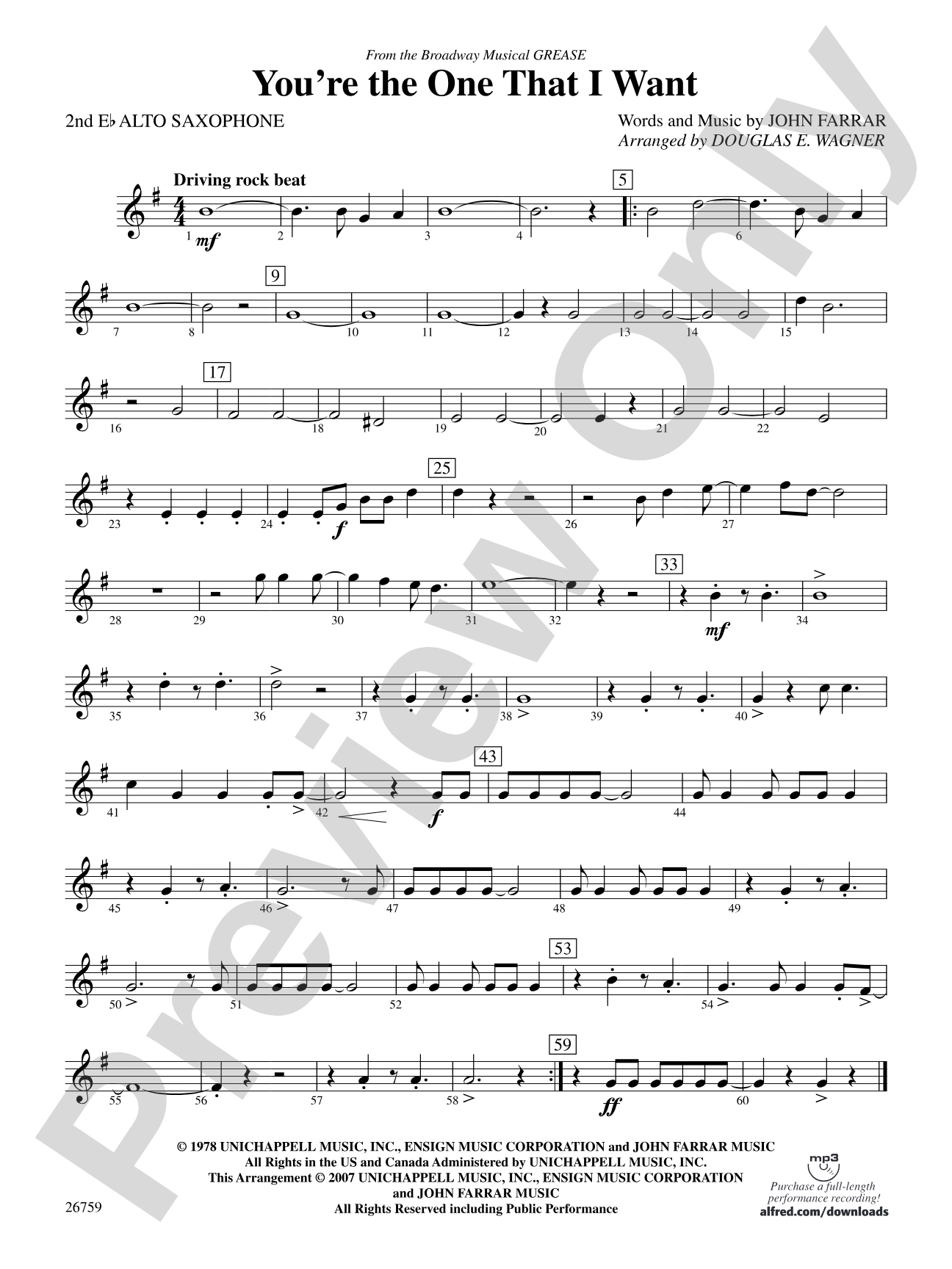 You're the One That I Want: 2nd E-flat Alto Saxophone