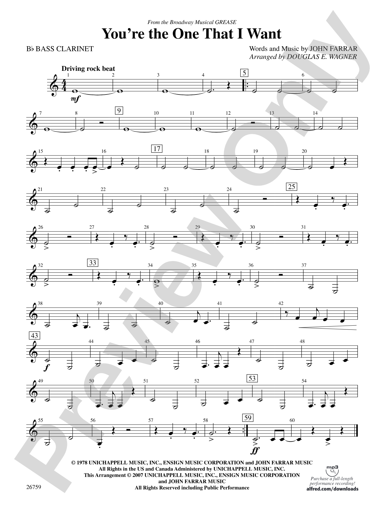 You're the One That I Want: B-flat Bass Clarinet