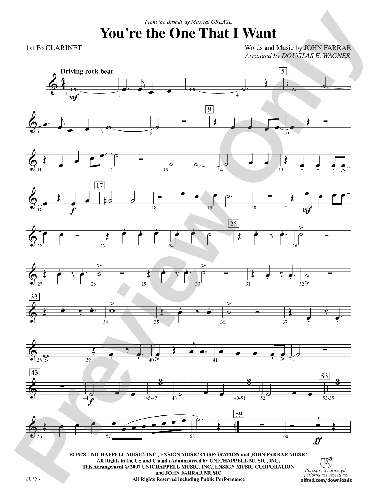 You're the One That I Want: 1st B-flat Clarinet