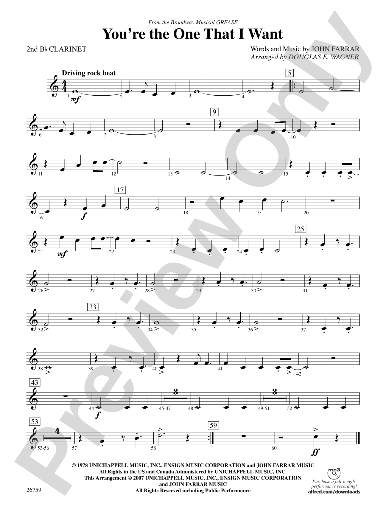 You're the One That I Want: 2nd B-flat Clarinet