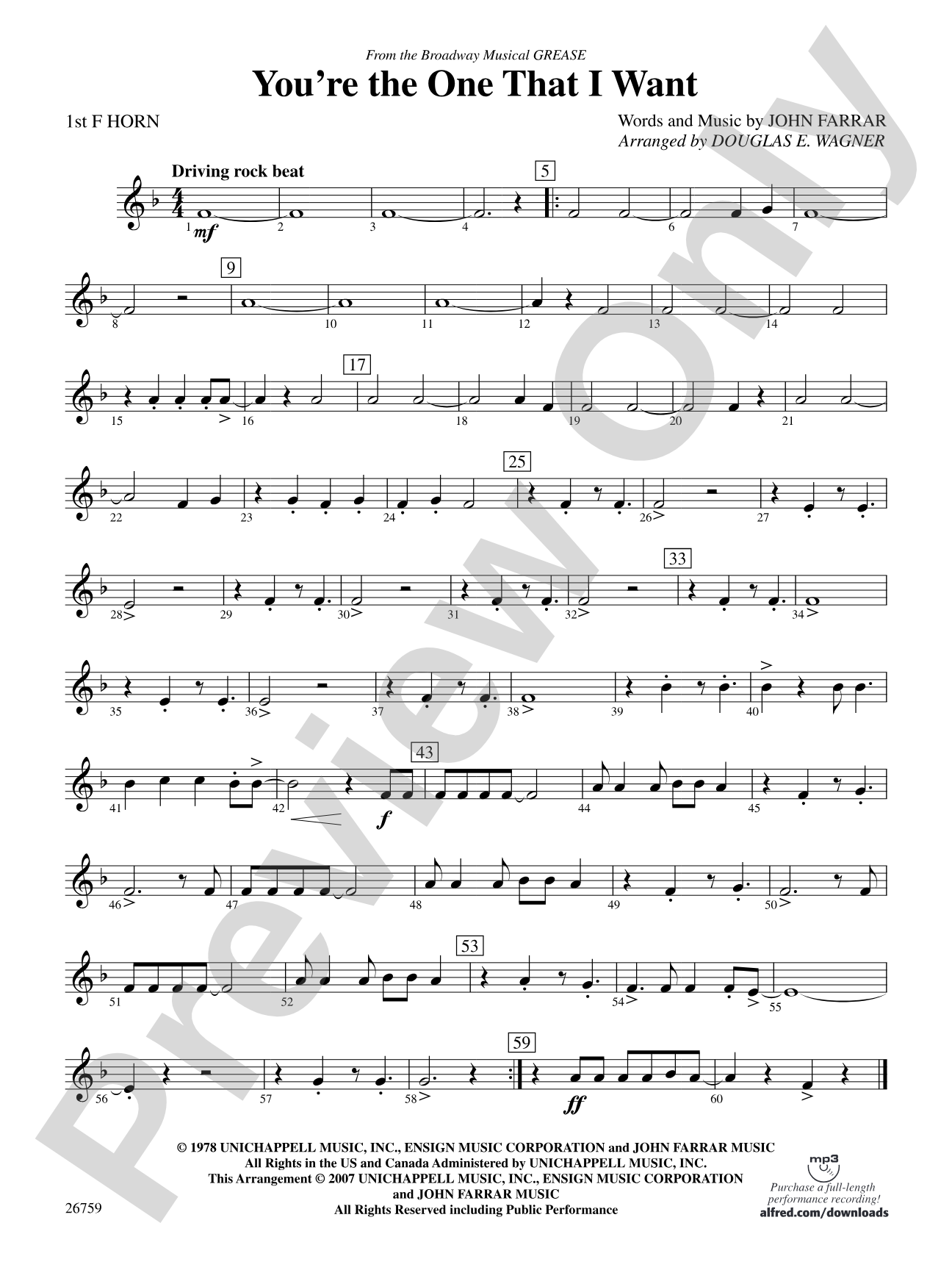 You're the One That I Want: 1st F Horn