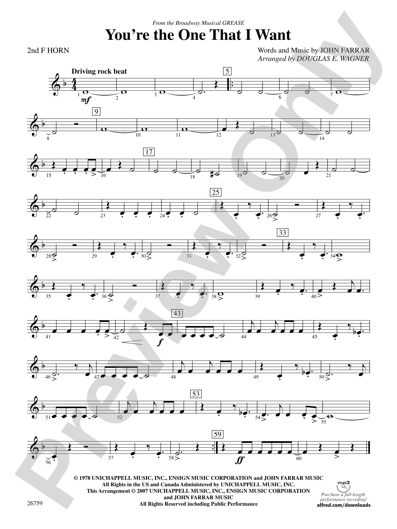 You're the One That I Want: 2nd F Horn
