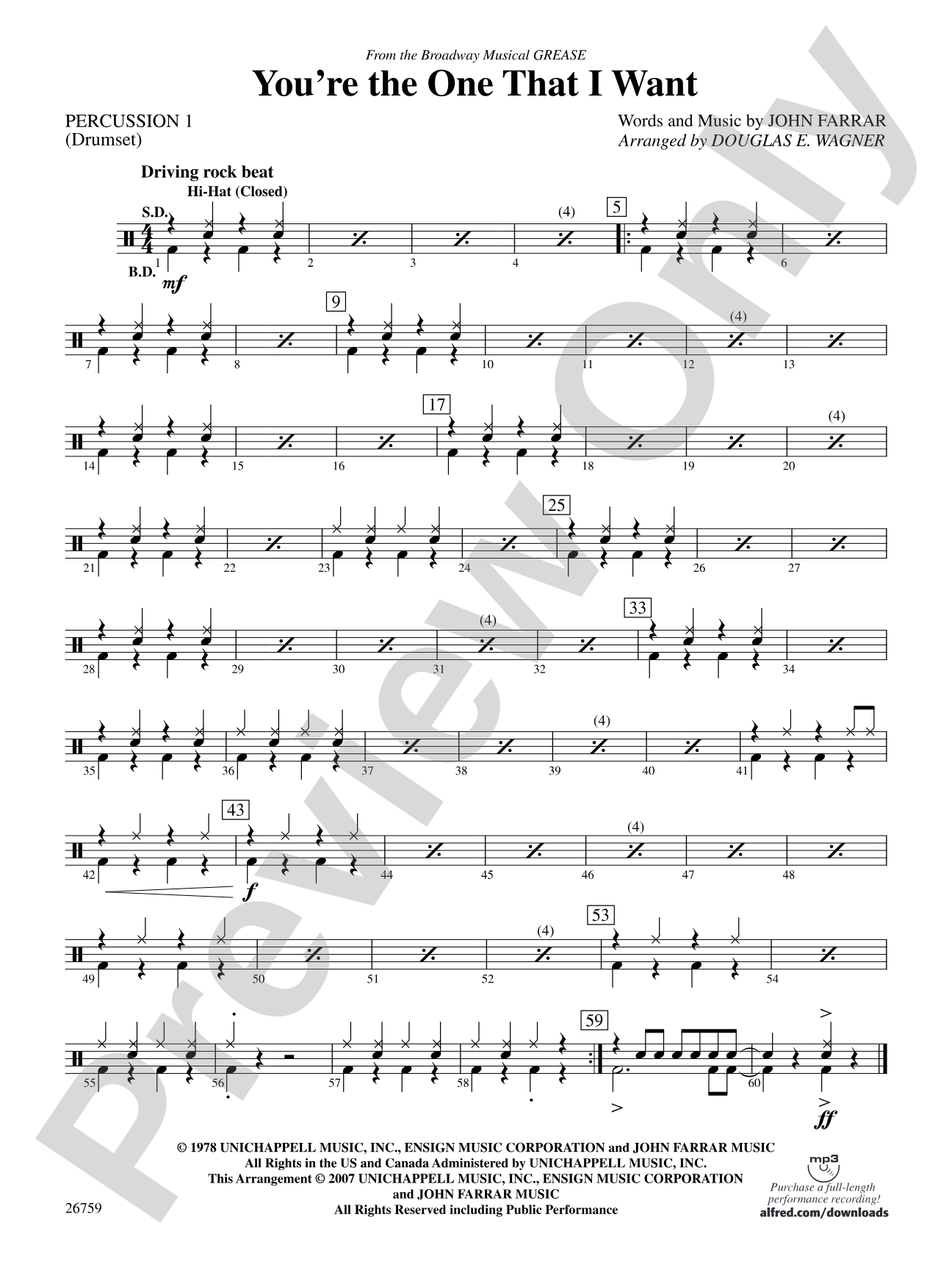 You're the One That I Want: 1st Percussion