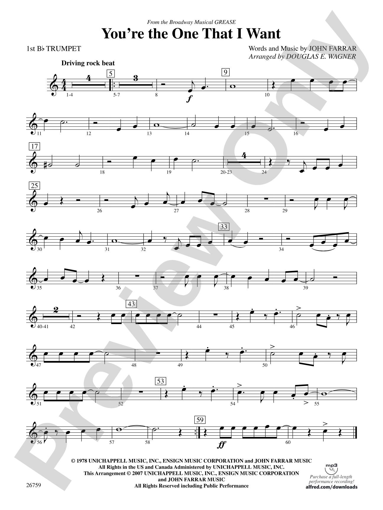 You're the One That I Want: 1st B-flat Trumpet
