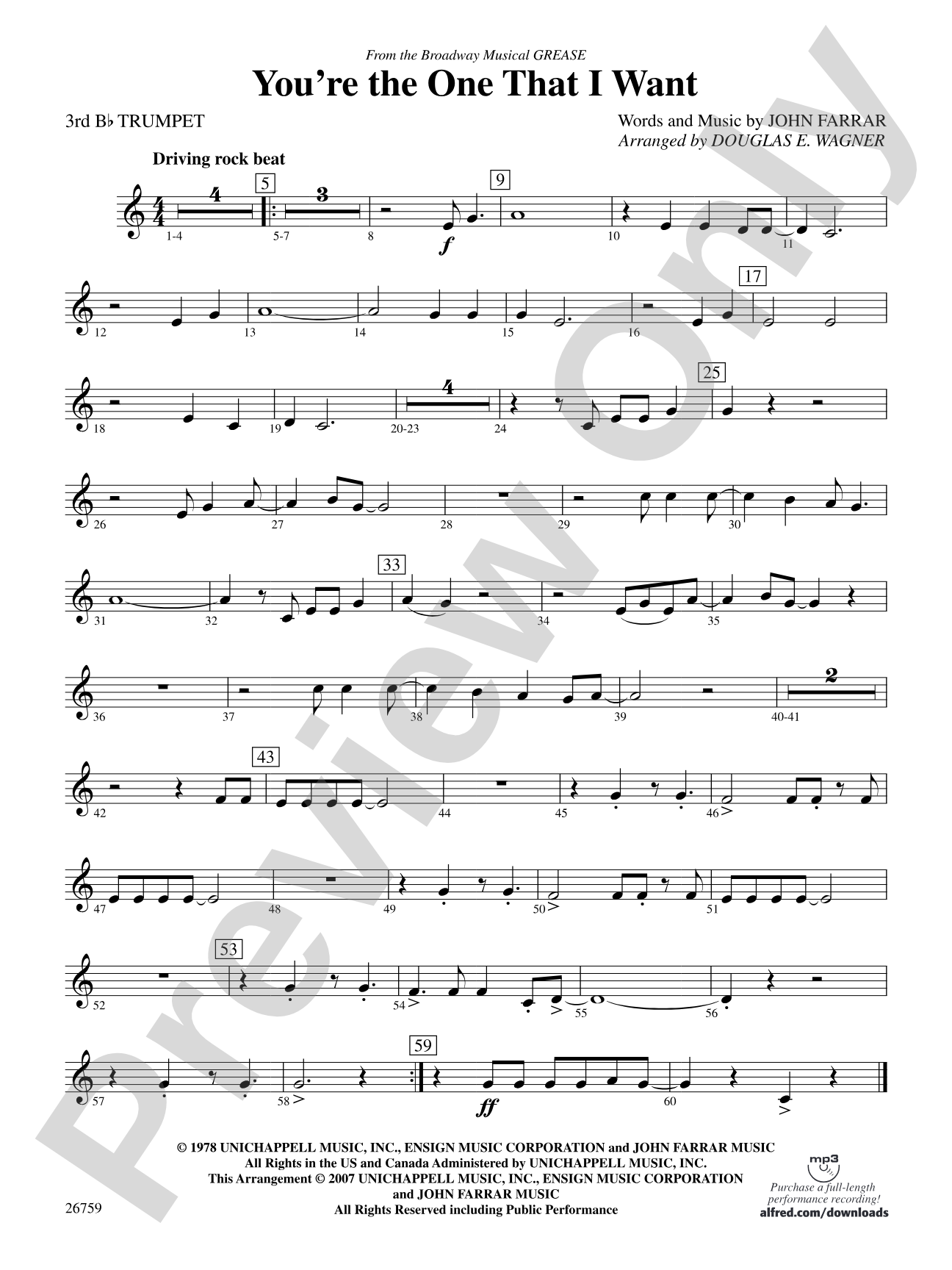You're the One That I Want: 3rd B-flat Trumpet