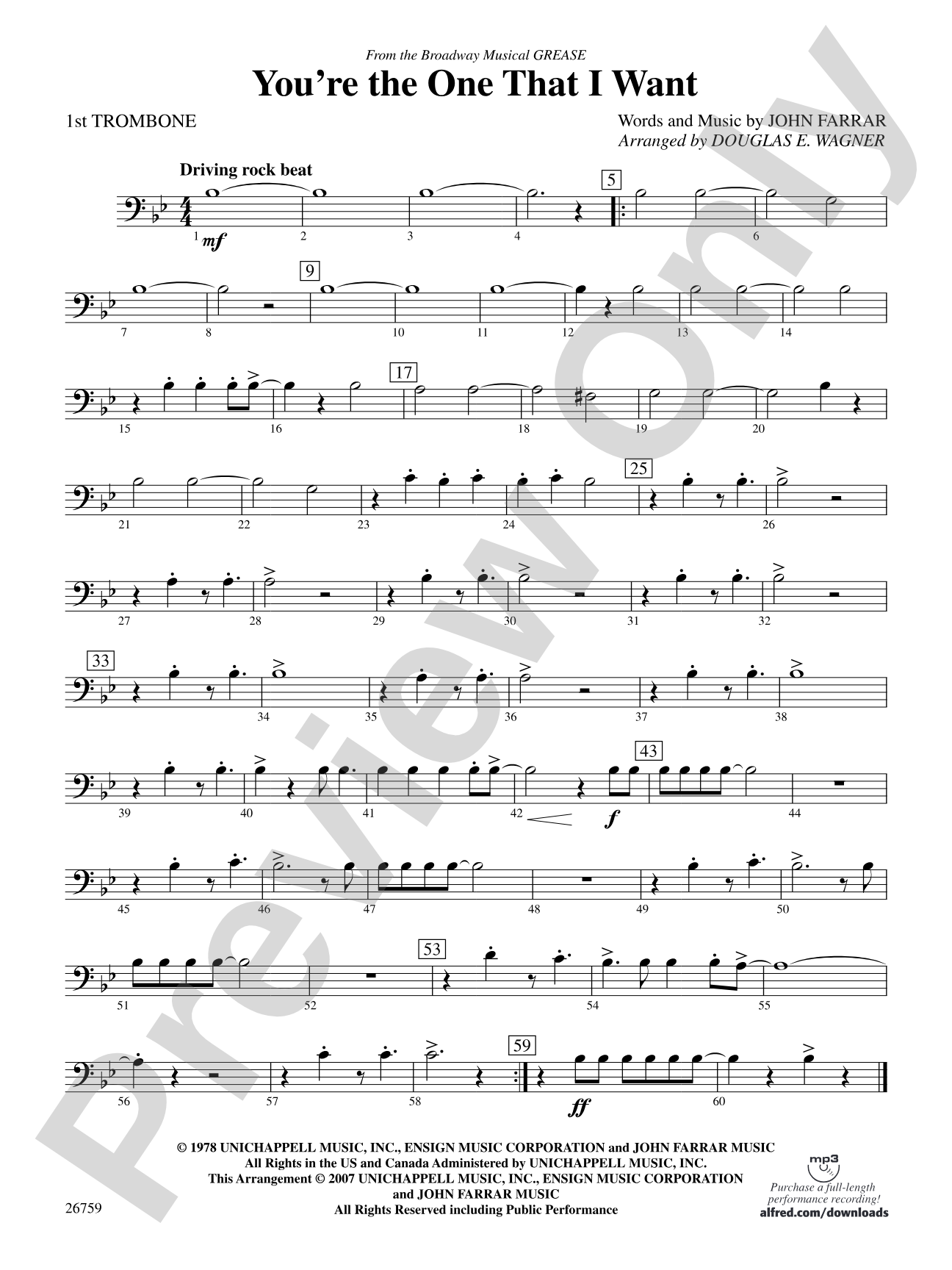 You're the One That I Want: 1st Trombone