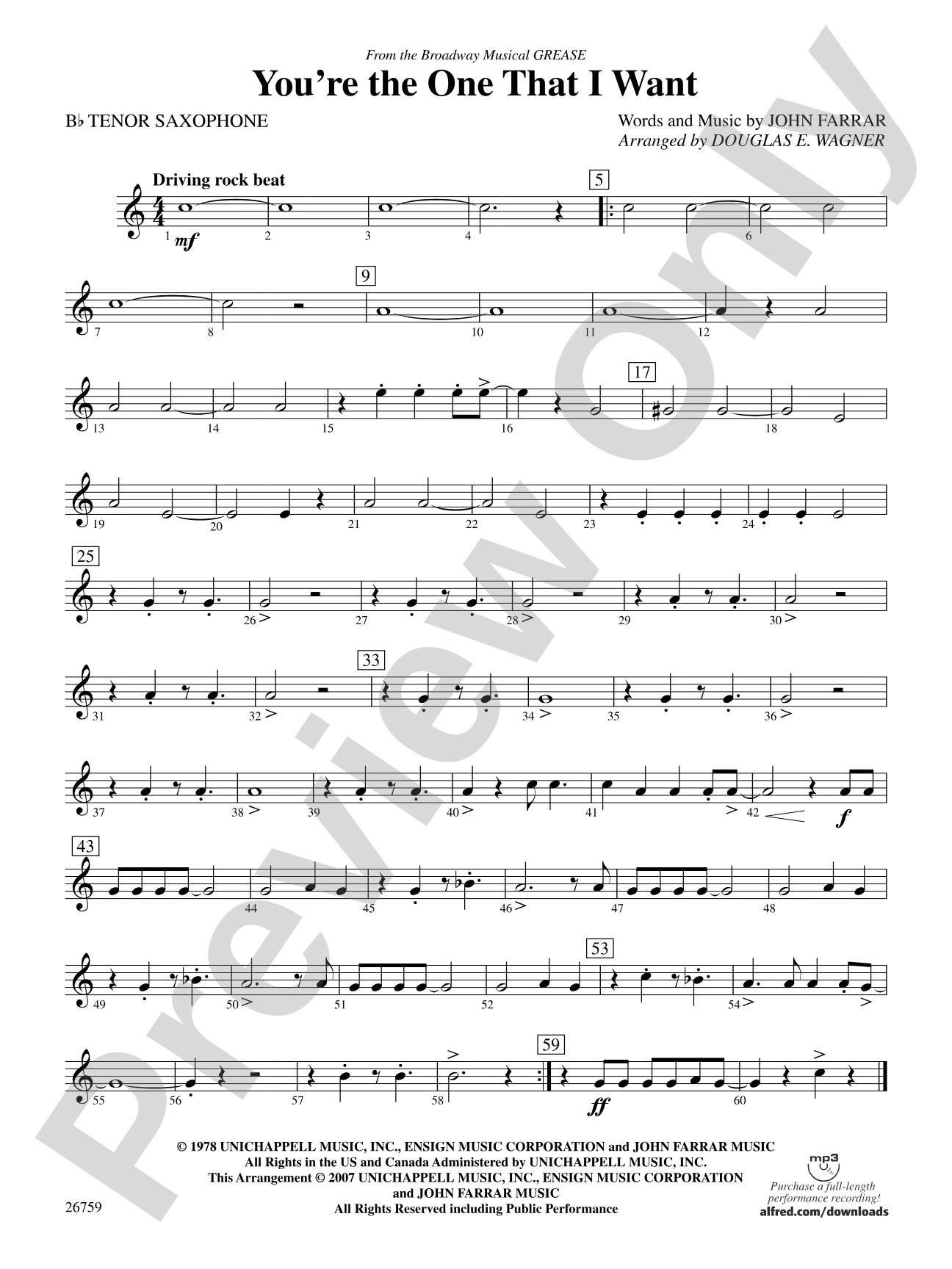 You're the One That I Want: B-flat Tenor Saxophone
