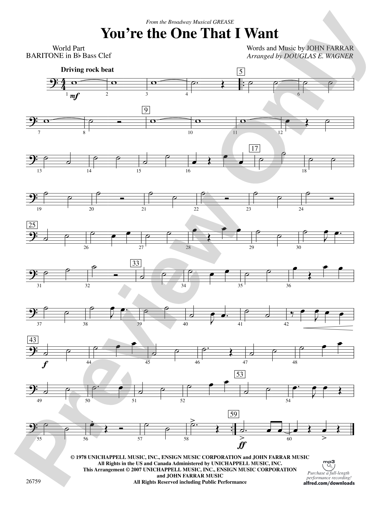 You're the One That I Want: (wp) B-flat Baritone B.C.