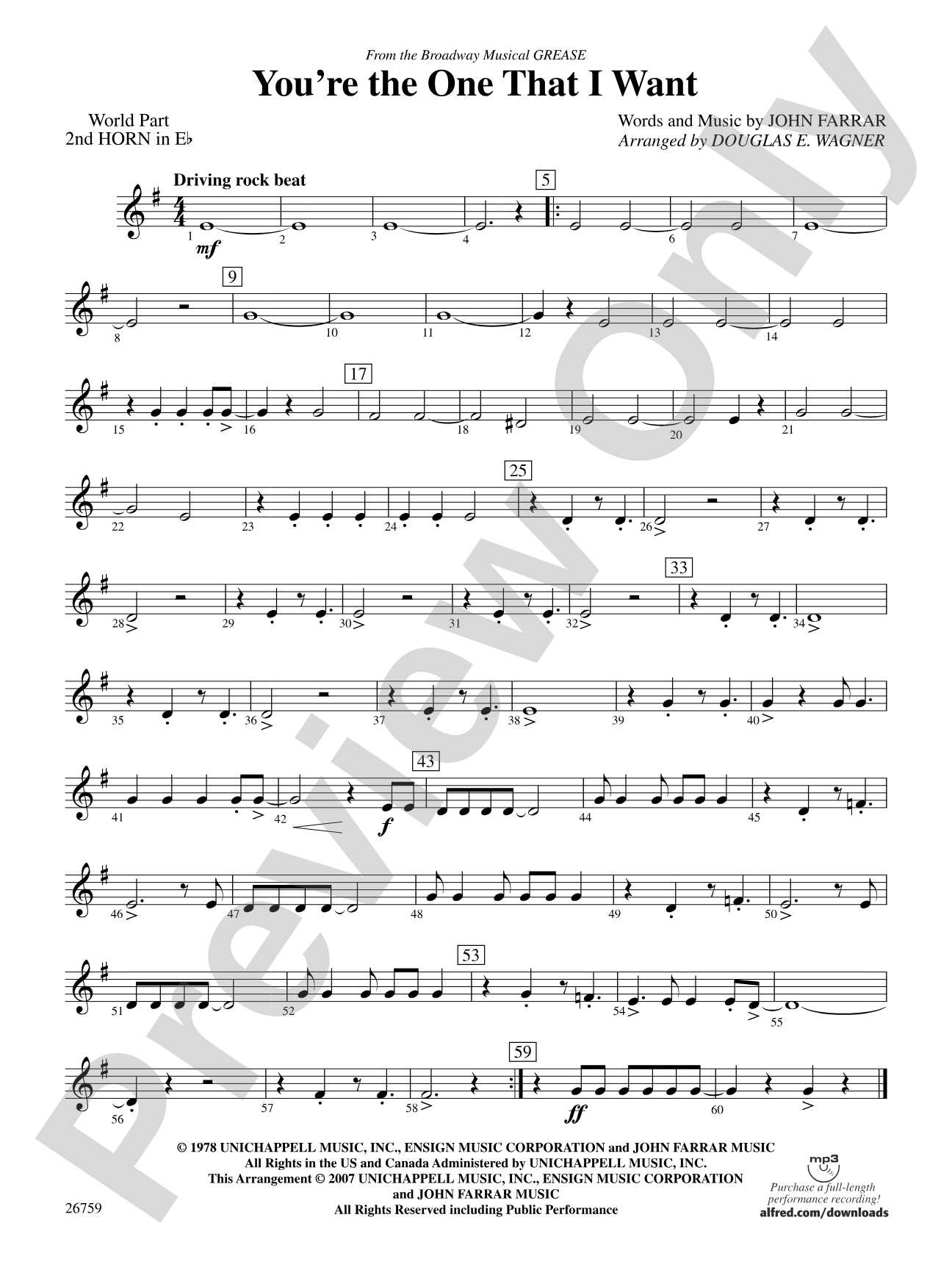 You're the One That I Want: (wp) 2nd Horn in E-flat