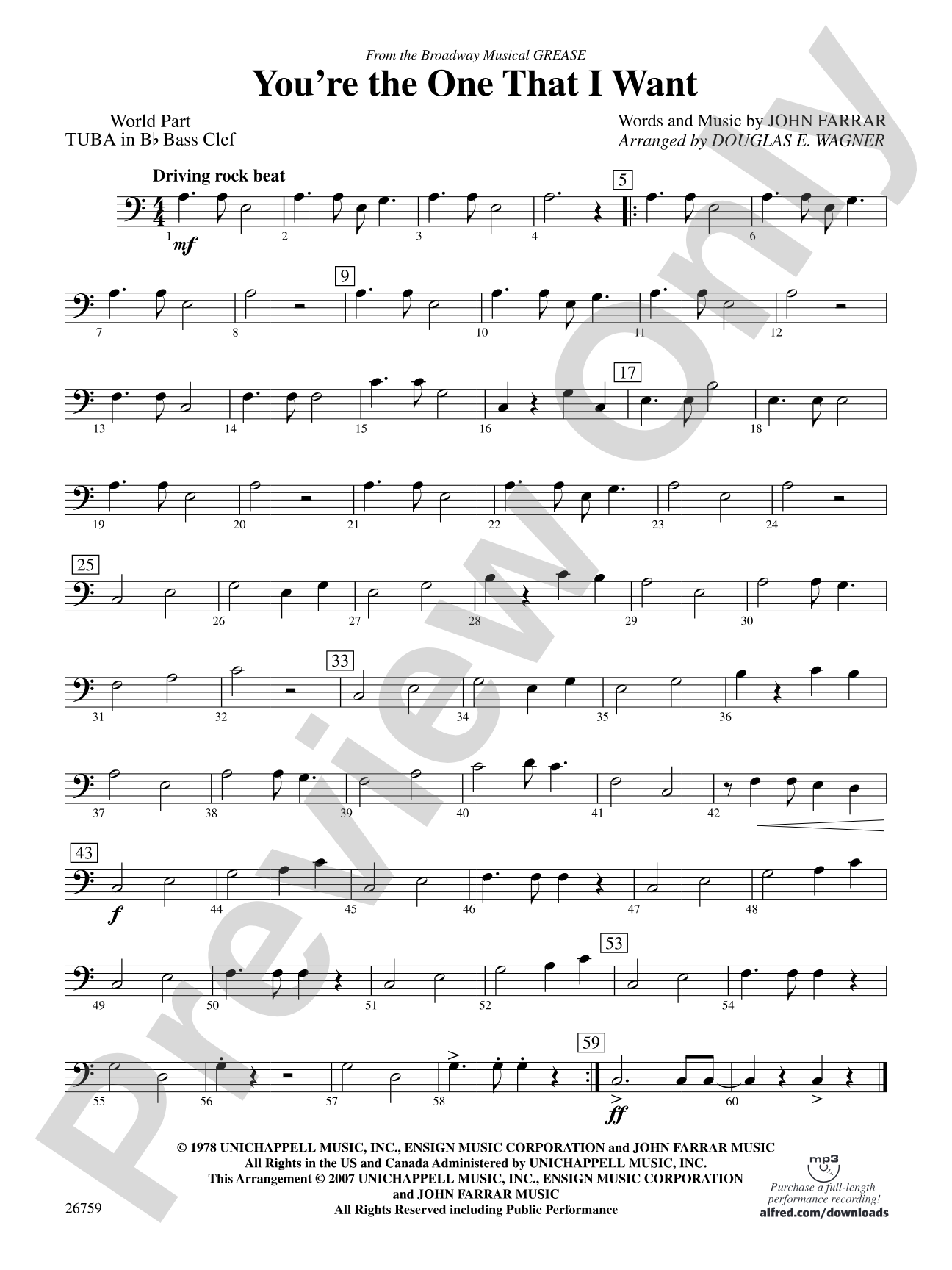 You're the One That I Want: (wp) B-flat Tuba B.C.