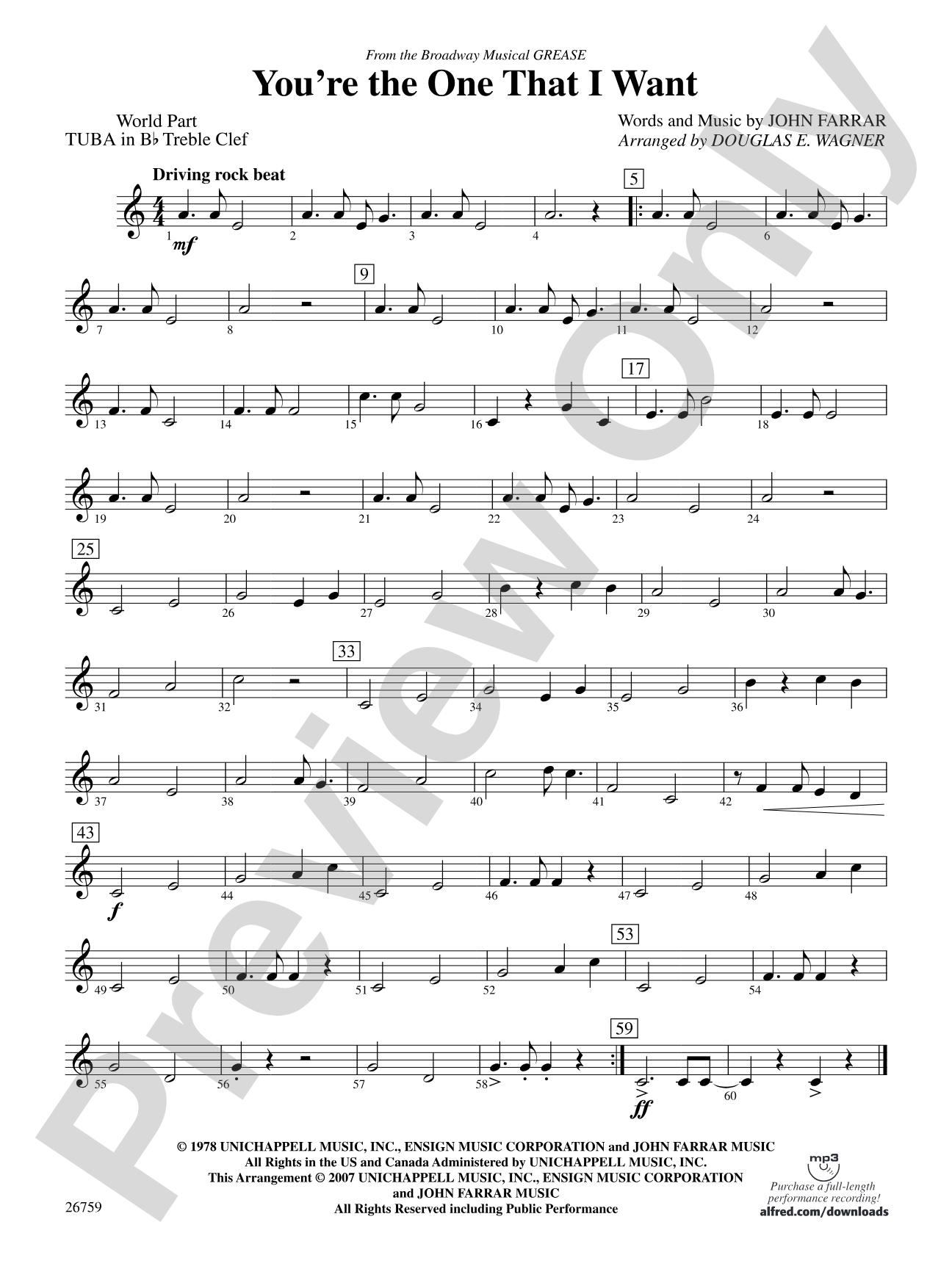 You're the One That I Want: (wp) B-flat Tuba T.C.