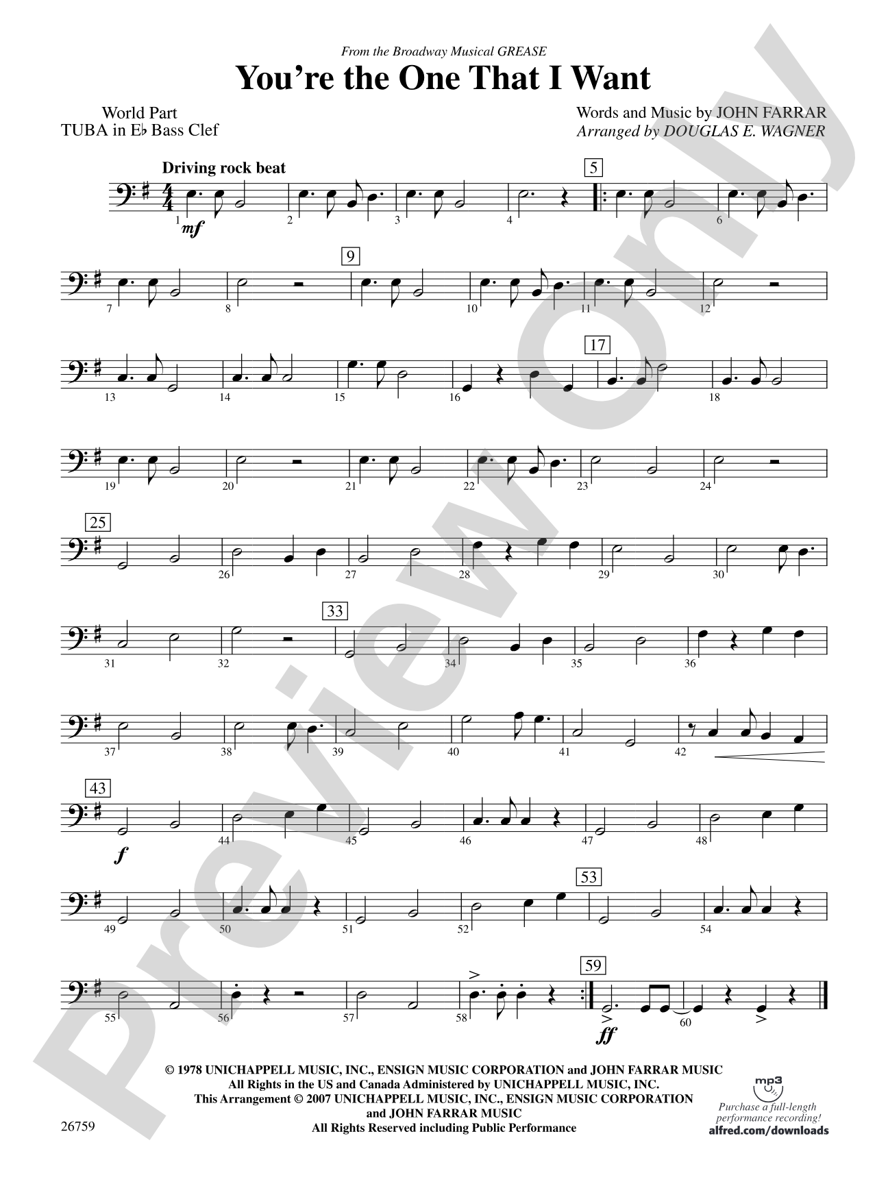 You're the One That I Want: (wp) E-flat Tuba B.C.