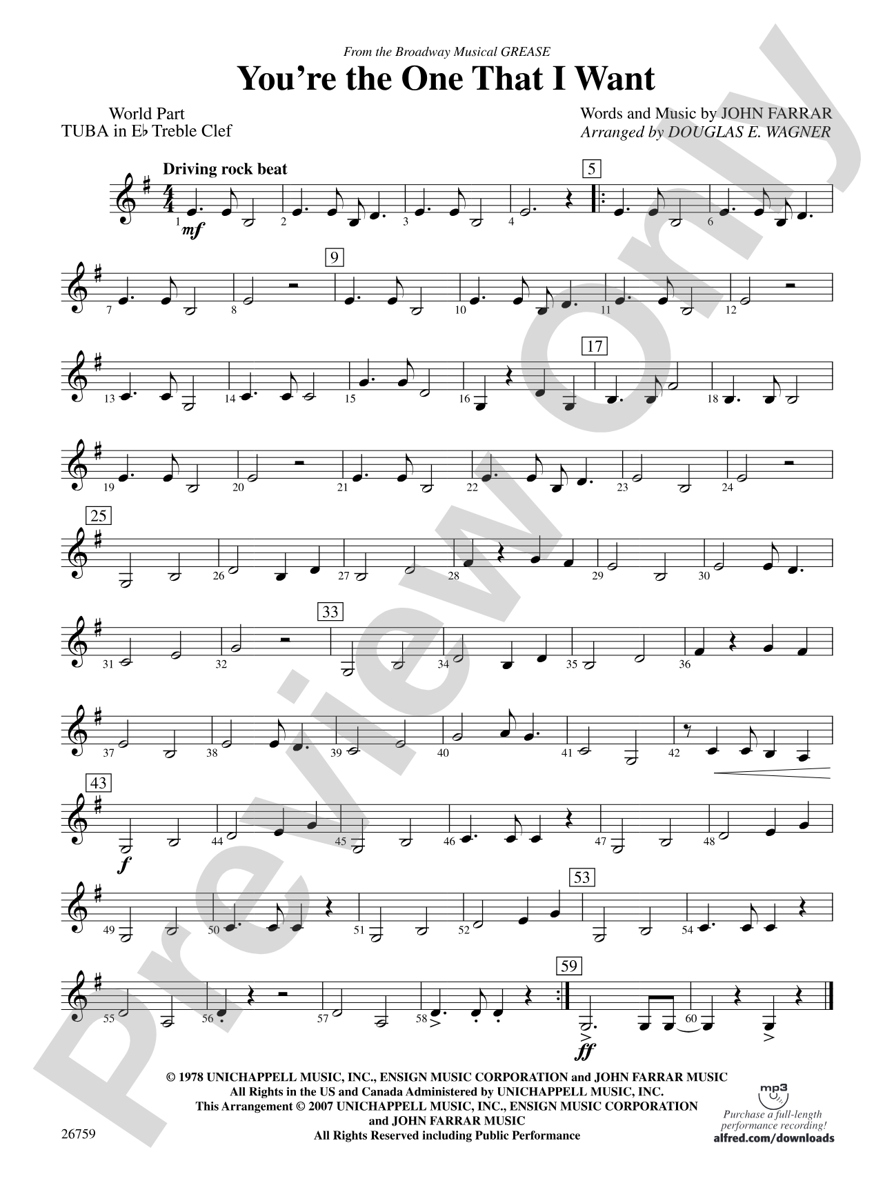 You're the One That I Want: (wp) E-flat Tuba T.C.