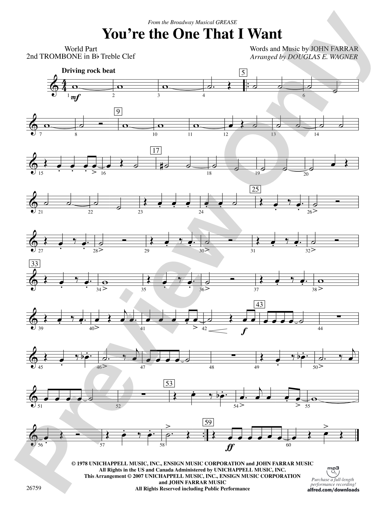 You're the One That I Want: (wp) 2nd B-flat Trombone T.C.