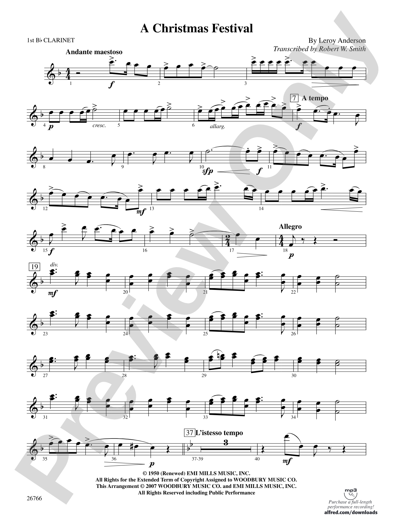 A Christmas Festival: 1st B-flat Clarinet