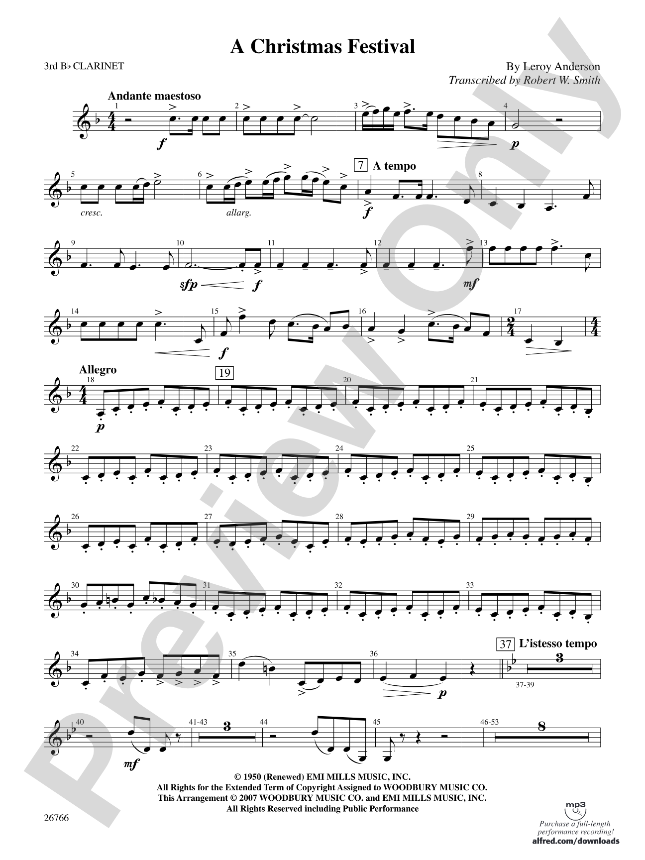 A Christmas Festival: 3rd B-flat Clarinet