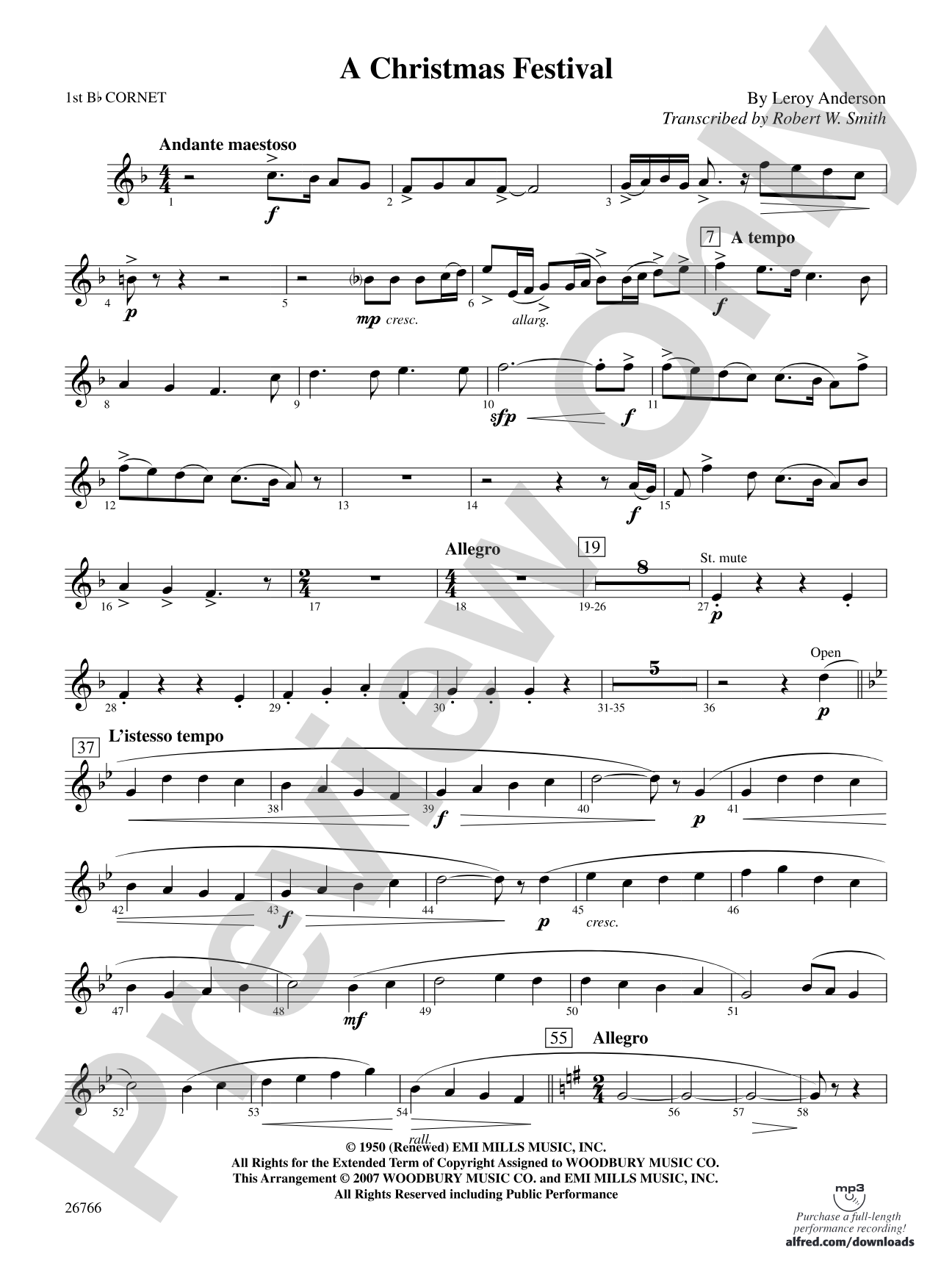 A Christmas Festival: 1st B-flat Cornet