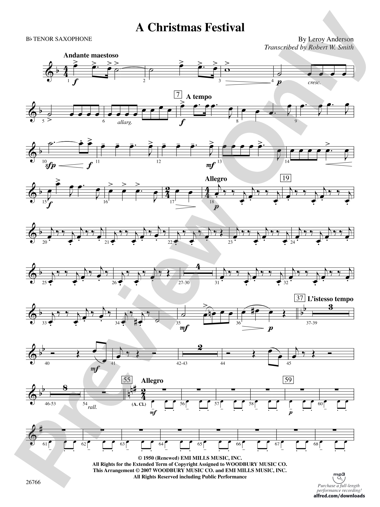 A Christmas Festival: B-flat Tenor Saxophone