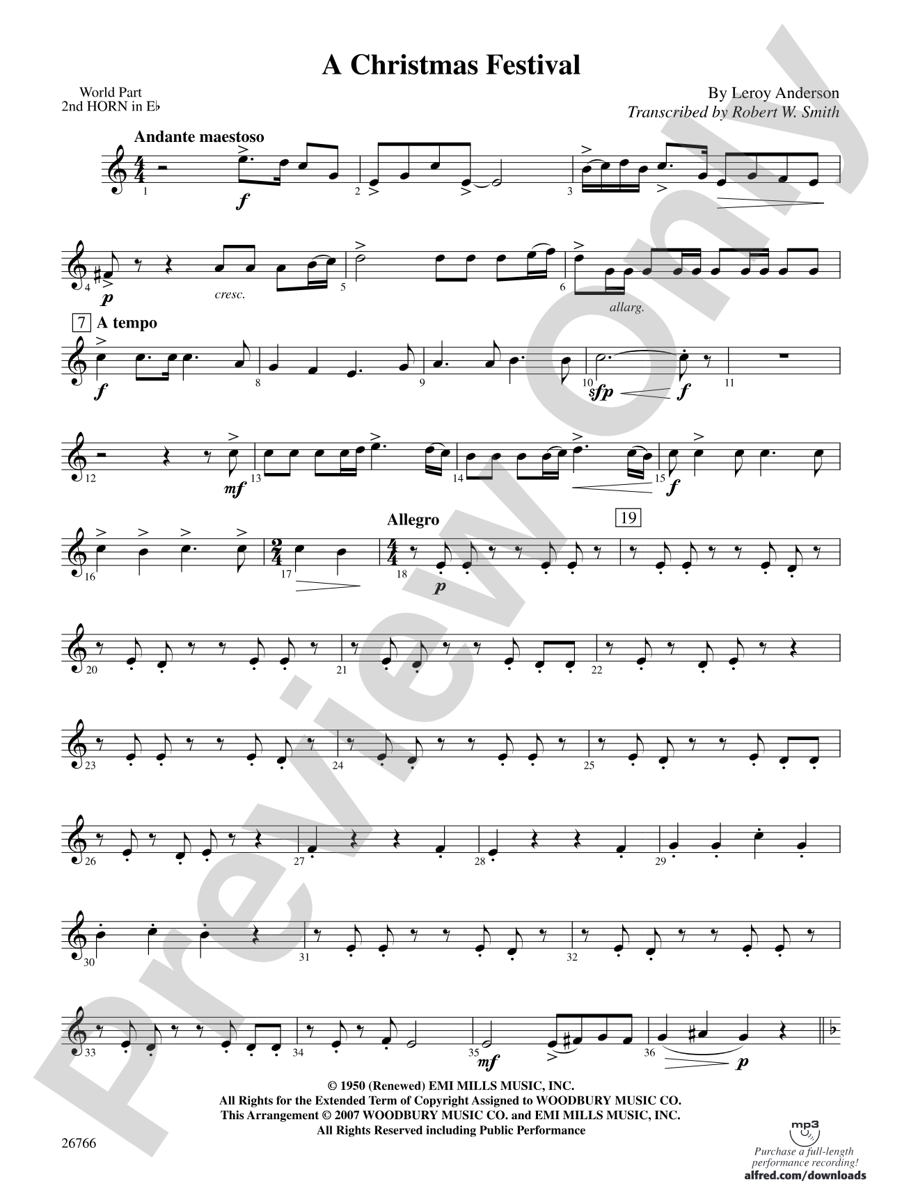 A Christmas Festival: (wp) 2nd Horn in E-flat