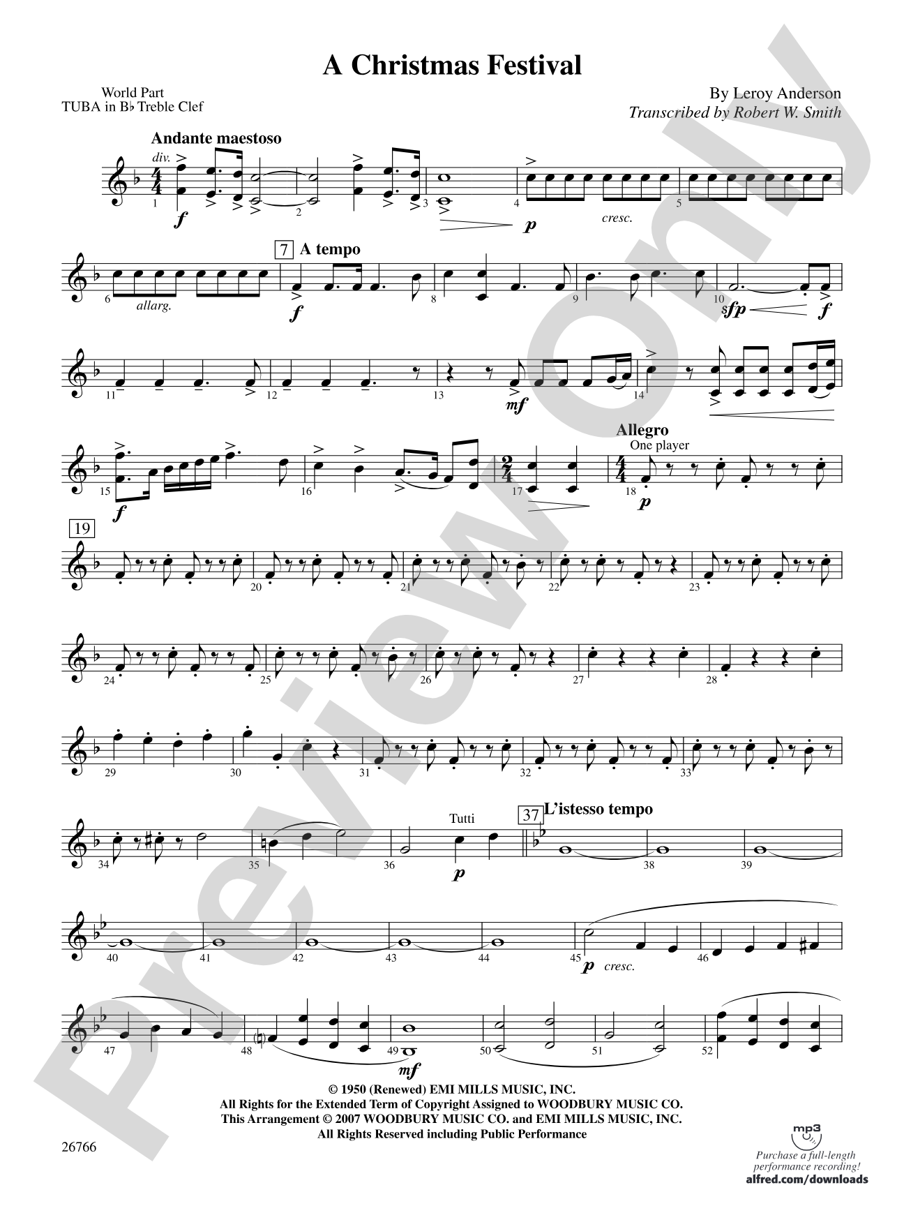 A Christmas Festival: (wp) B-flat Tuba T.C.