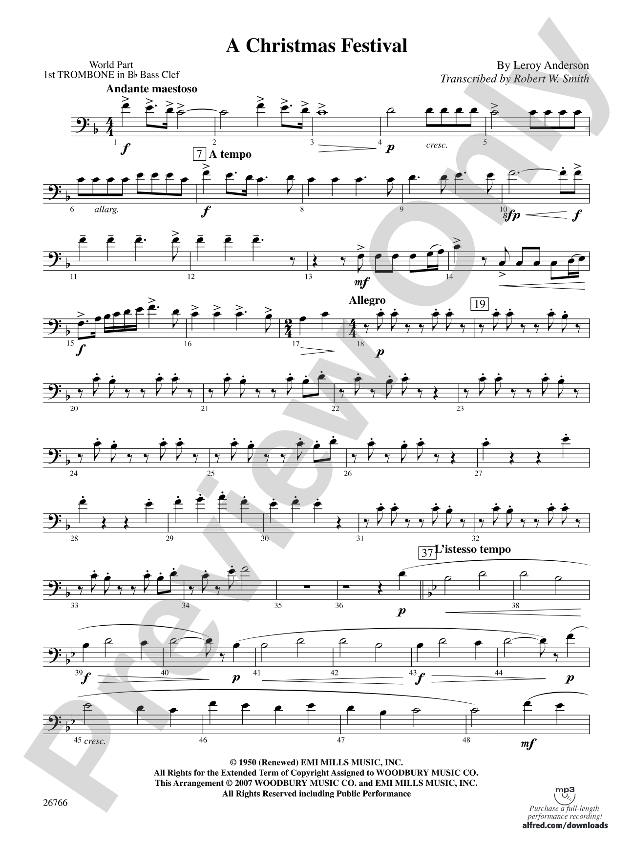 A Christmas Festival: (wp) 1st B-flat Trombone B.C.