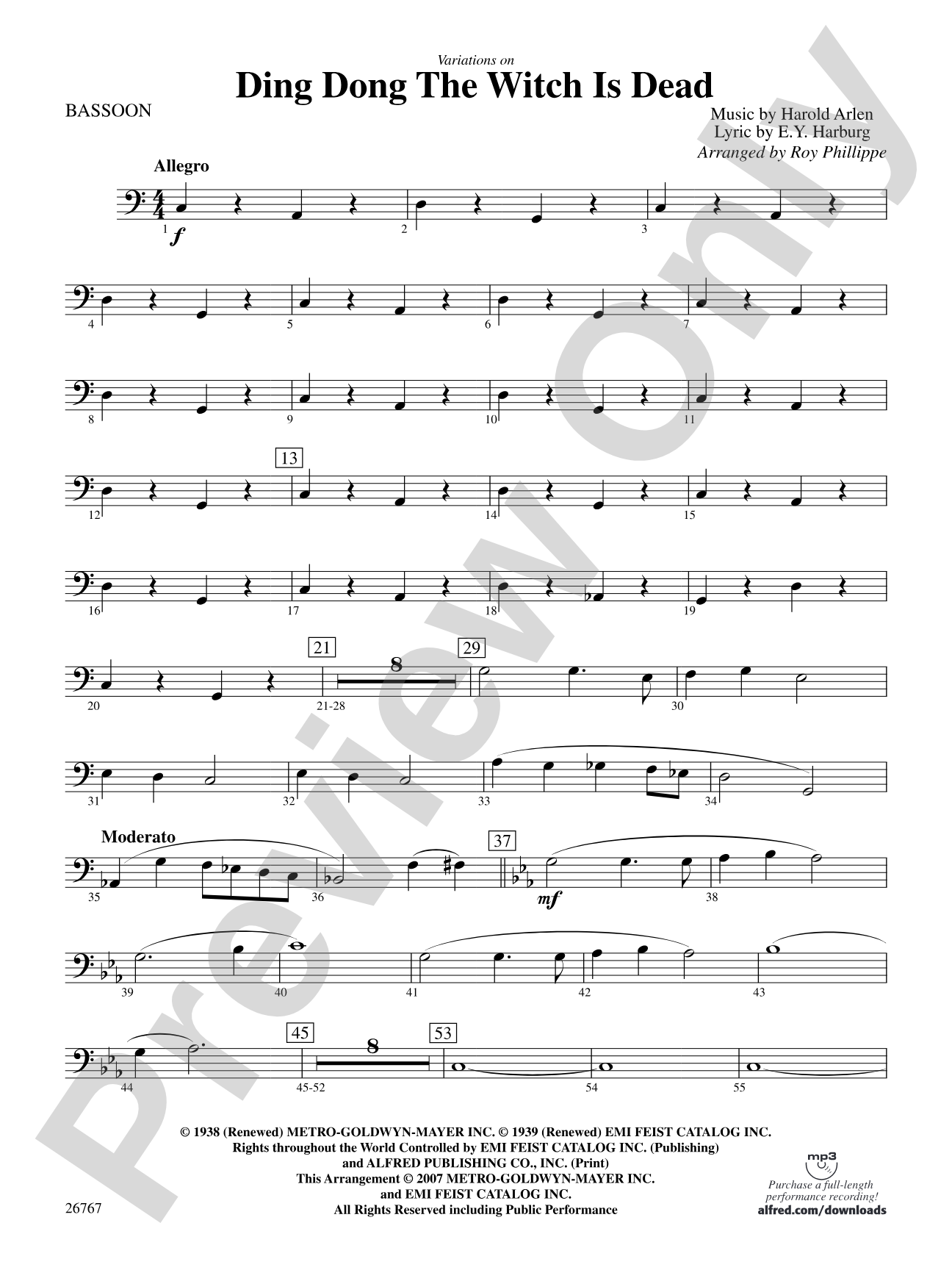 Variations on Ding Dong the Witch Is Dead (fromThe Wizard of Oz): Bassoon
