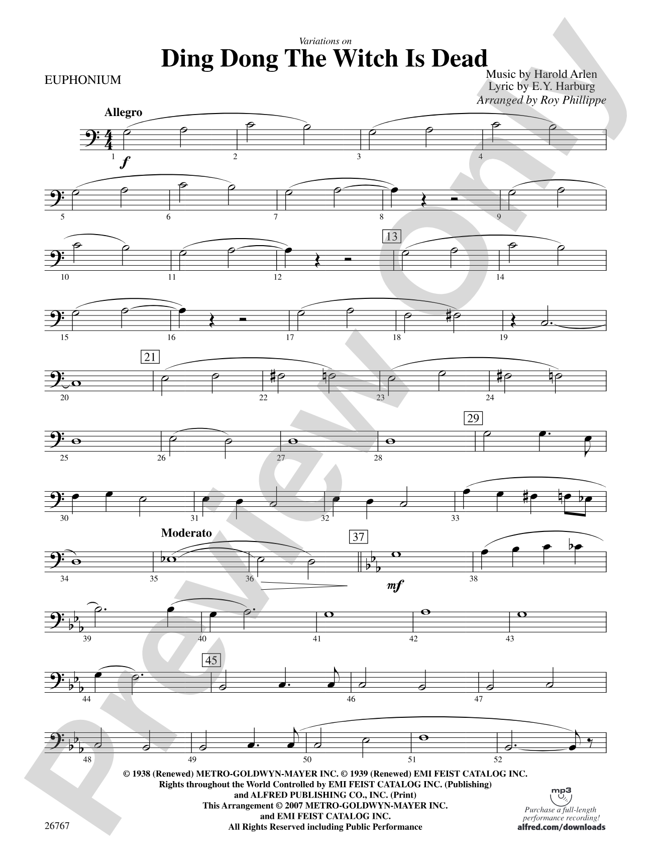 Variations on Ding Dong the Witch Is Dead (fromThe Wizard of Oz): Baritone B.C.