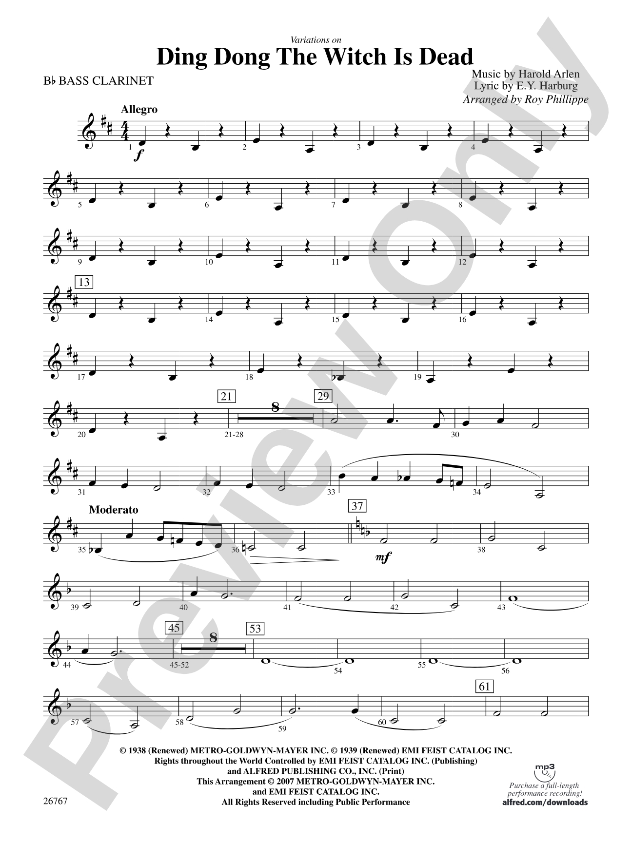 Variations on Ding Dong the Witch Is Dead (fromThe Wizard of Oz): B-flat Bass Clarinet