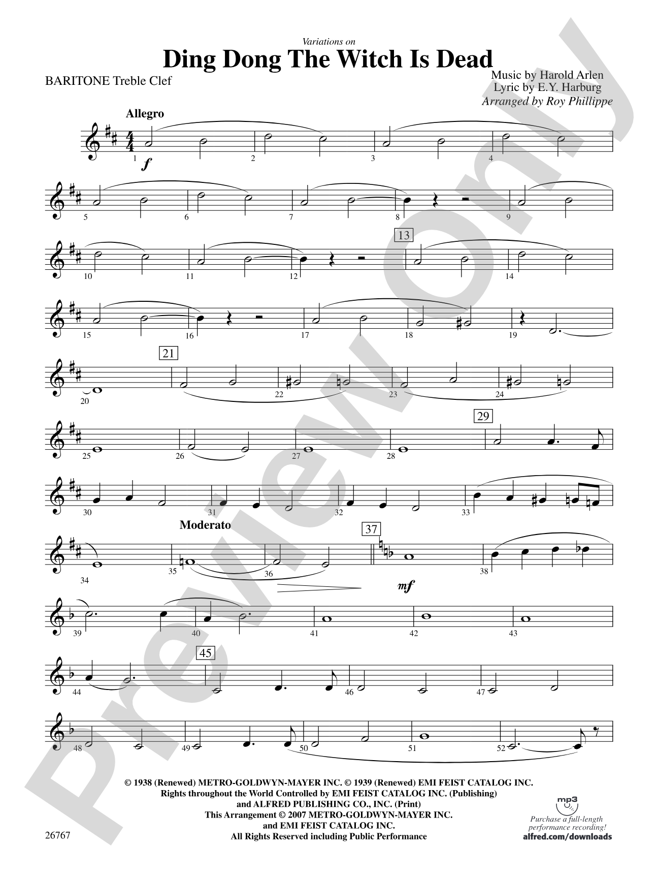 Variations on Ding Dong the Witch Is Dead (fromThe Wizard of Oz): Baritone T.C.