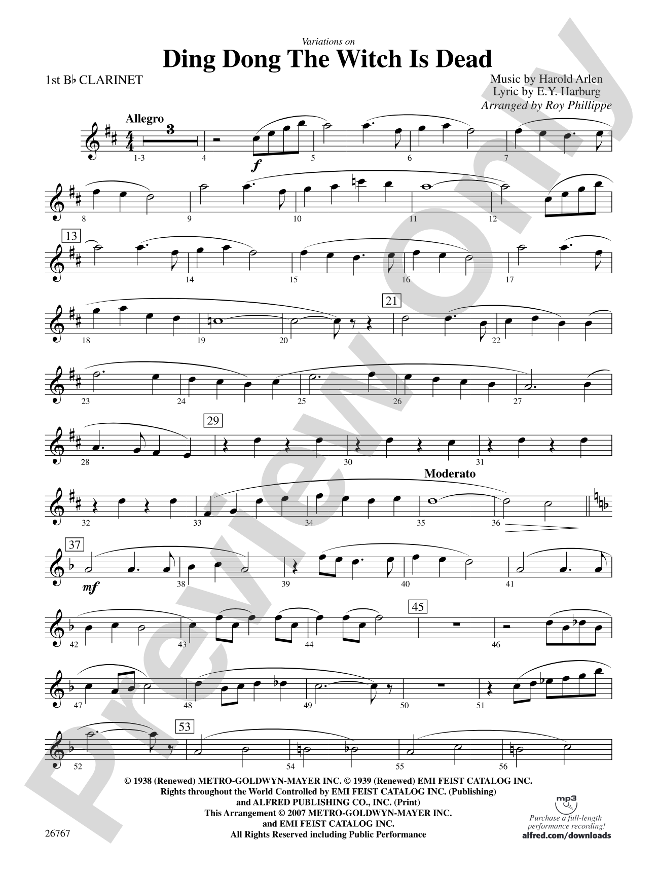 Variations on Ding Dong the Witch Is Dead (fromThe Wizard of Oz): 1st B-flat Clarinet