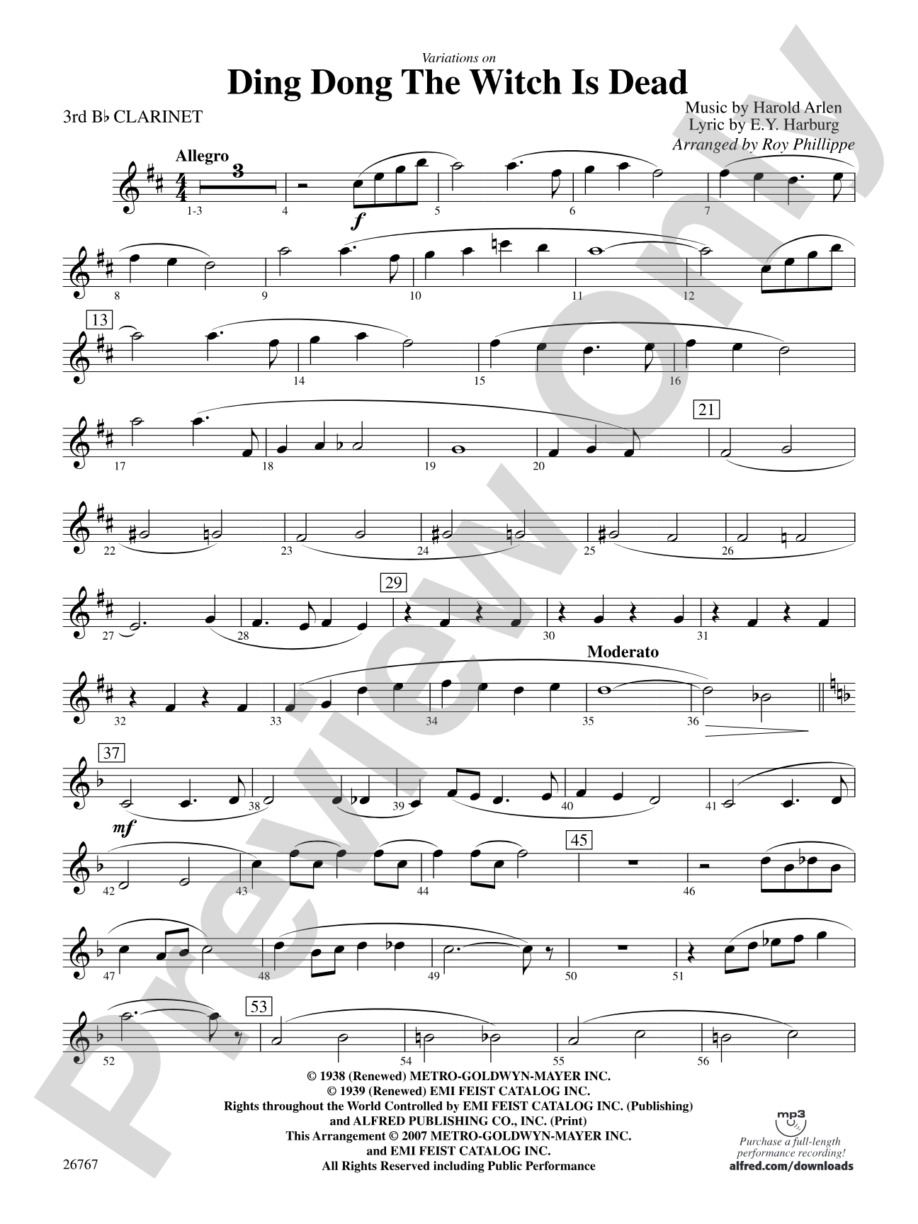 Variations on Ding Dong the Witch Is Dead (fromThe Wizard of Oz): 3rd B-flat Clarinet