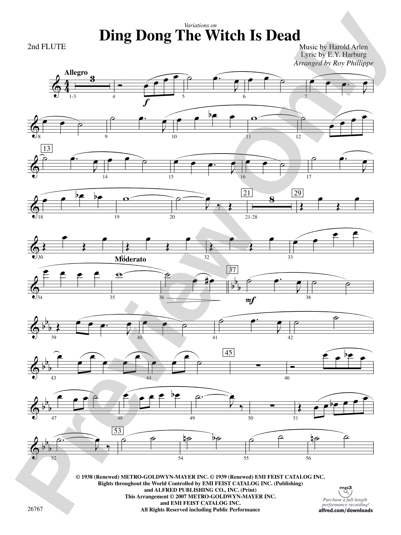 Variations on Ding Dong the Witch Is Dead (fromThe Wizard of Oz): 2nd Flute