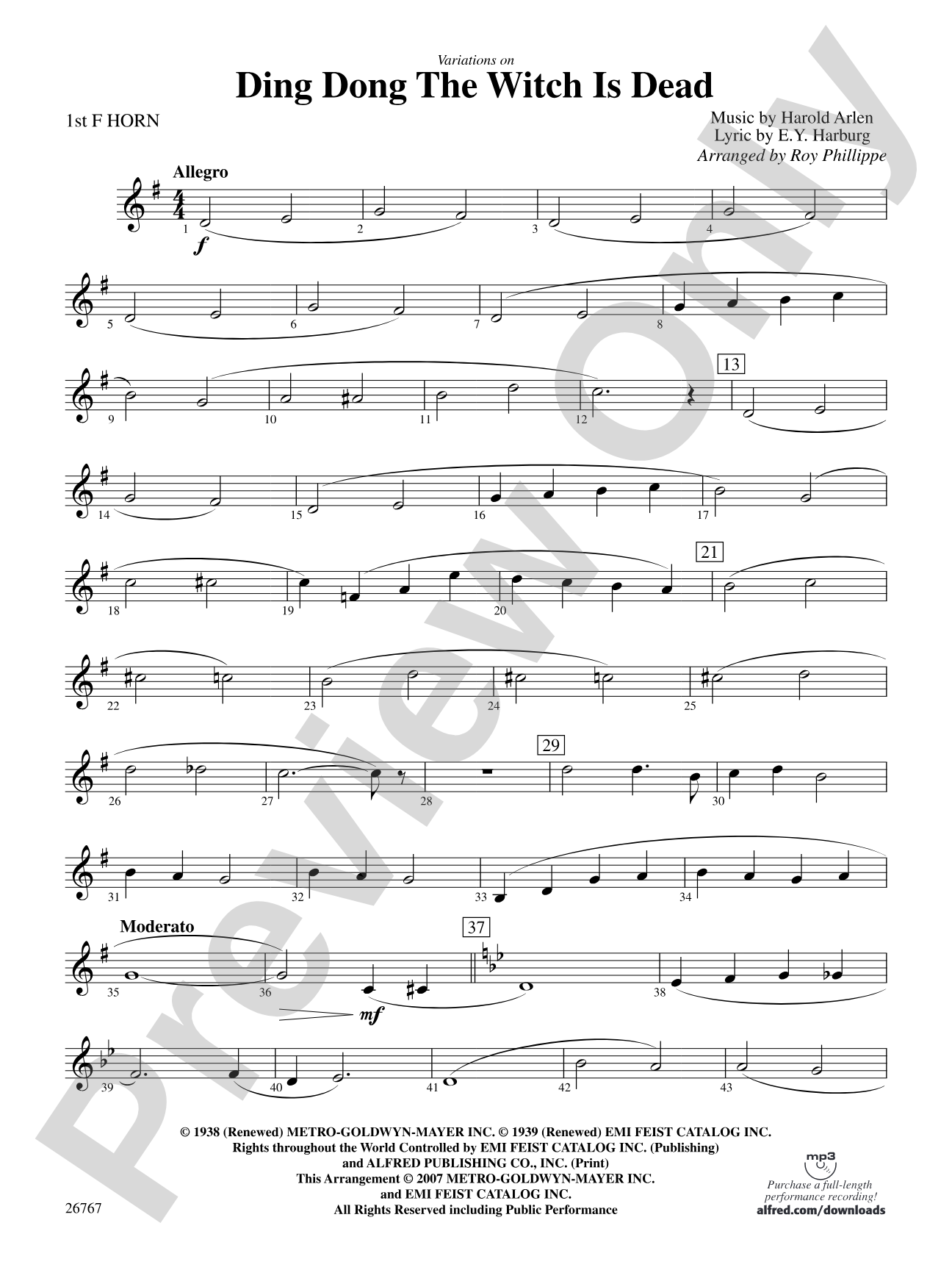 Variations on Ding Dong the Witch Is Dead (fromThe Wizard of Oz): 1st F Horn