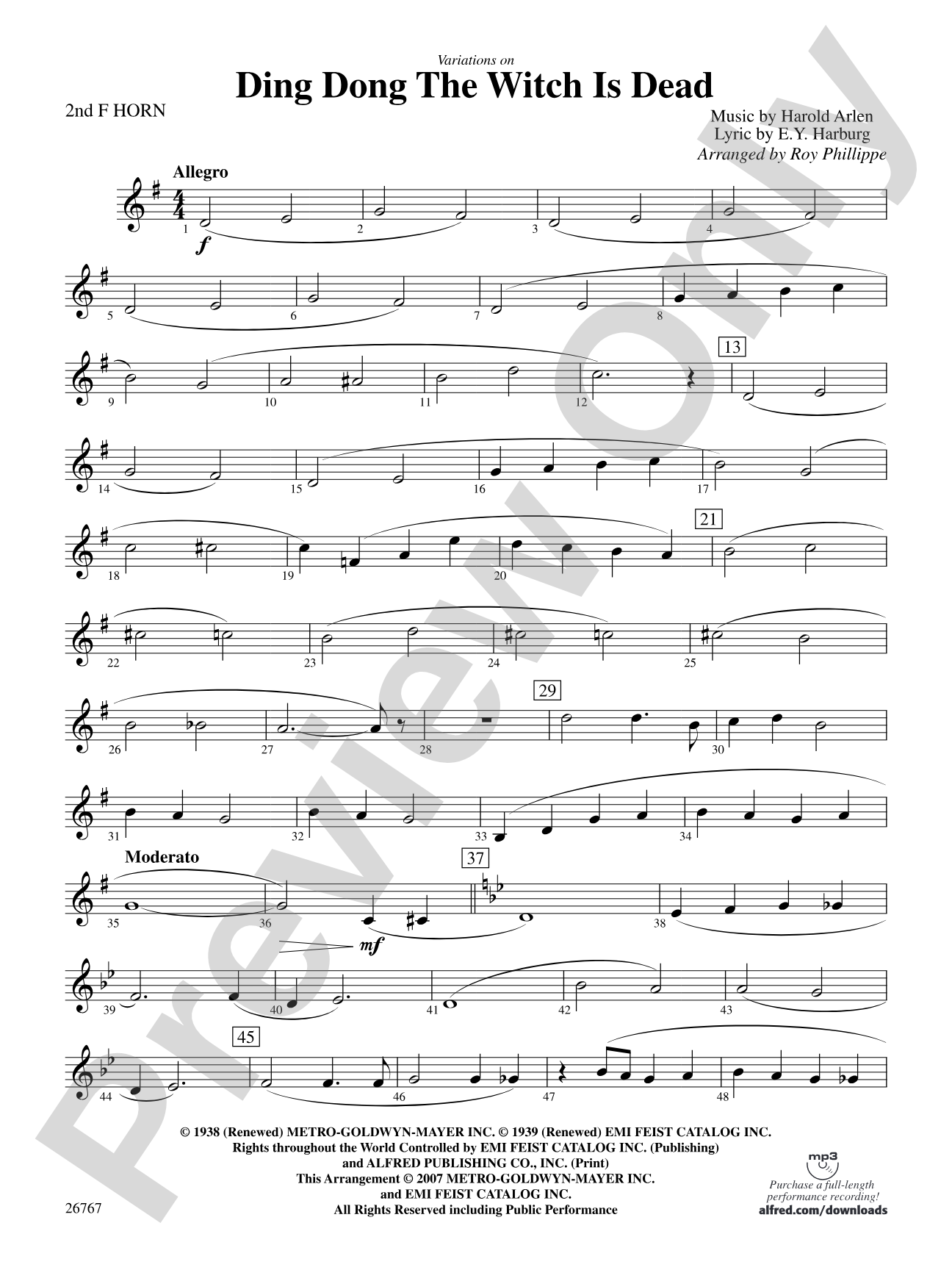 Variations on Ding Dong the Witch Is Dead (fromThe Wizard of Oz): 2nd F Horn