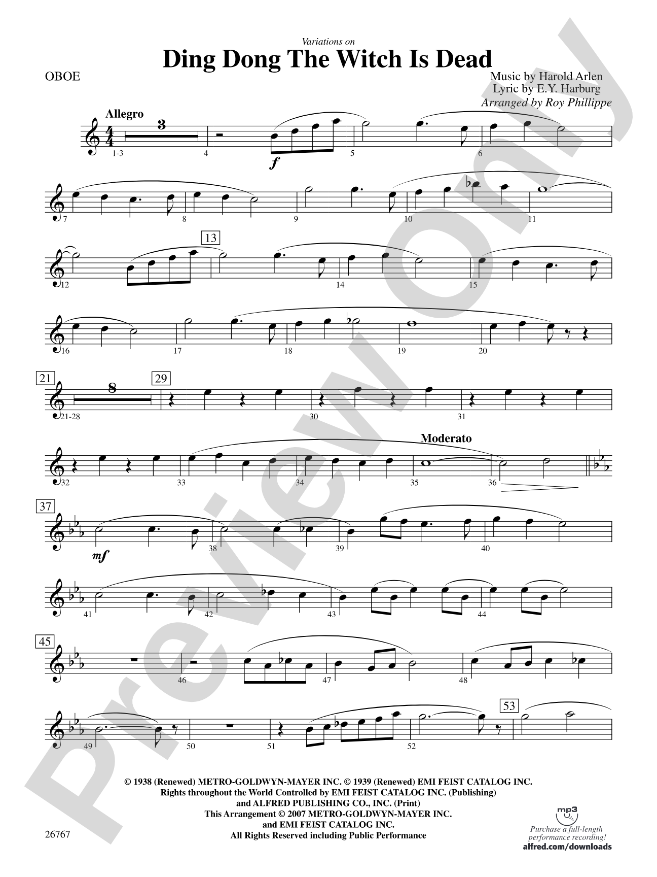 Variations on Ding Dong the Witch Is Dead (fromThe Wizard of Oz): Oboe