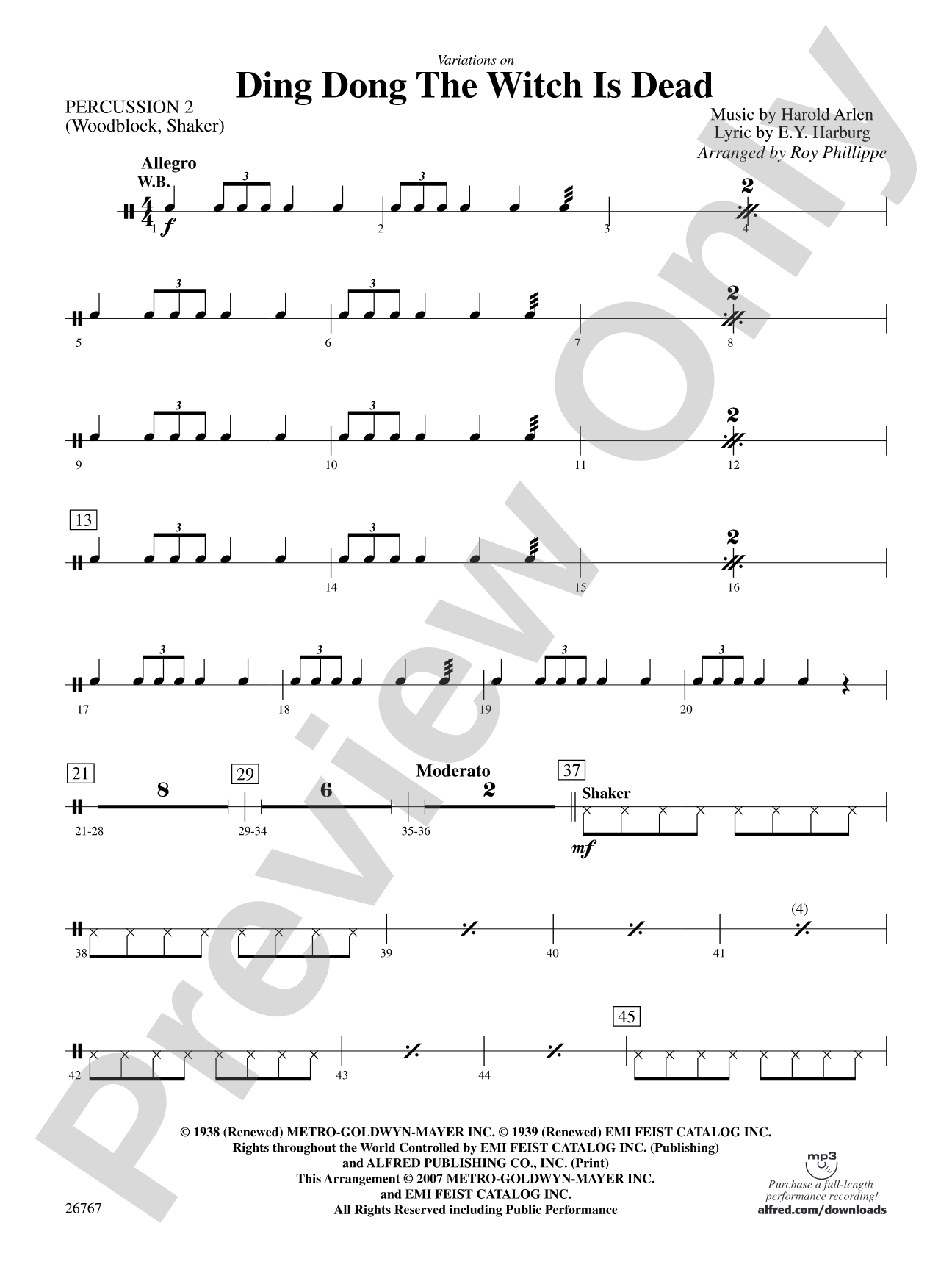 Variations on Ding Dong the Witch Is Dead (fromThe Wizard of Oz): 2nd Percussion