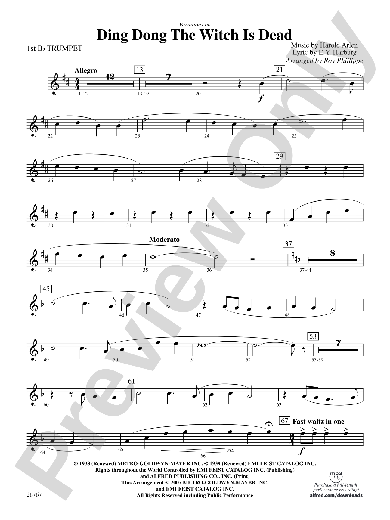 Variations on Ding Dong the Witch Is Dead (fromThe Wizard of Oz): 1st B-flat Trumpet